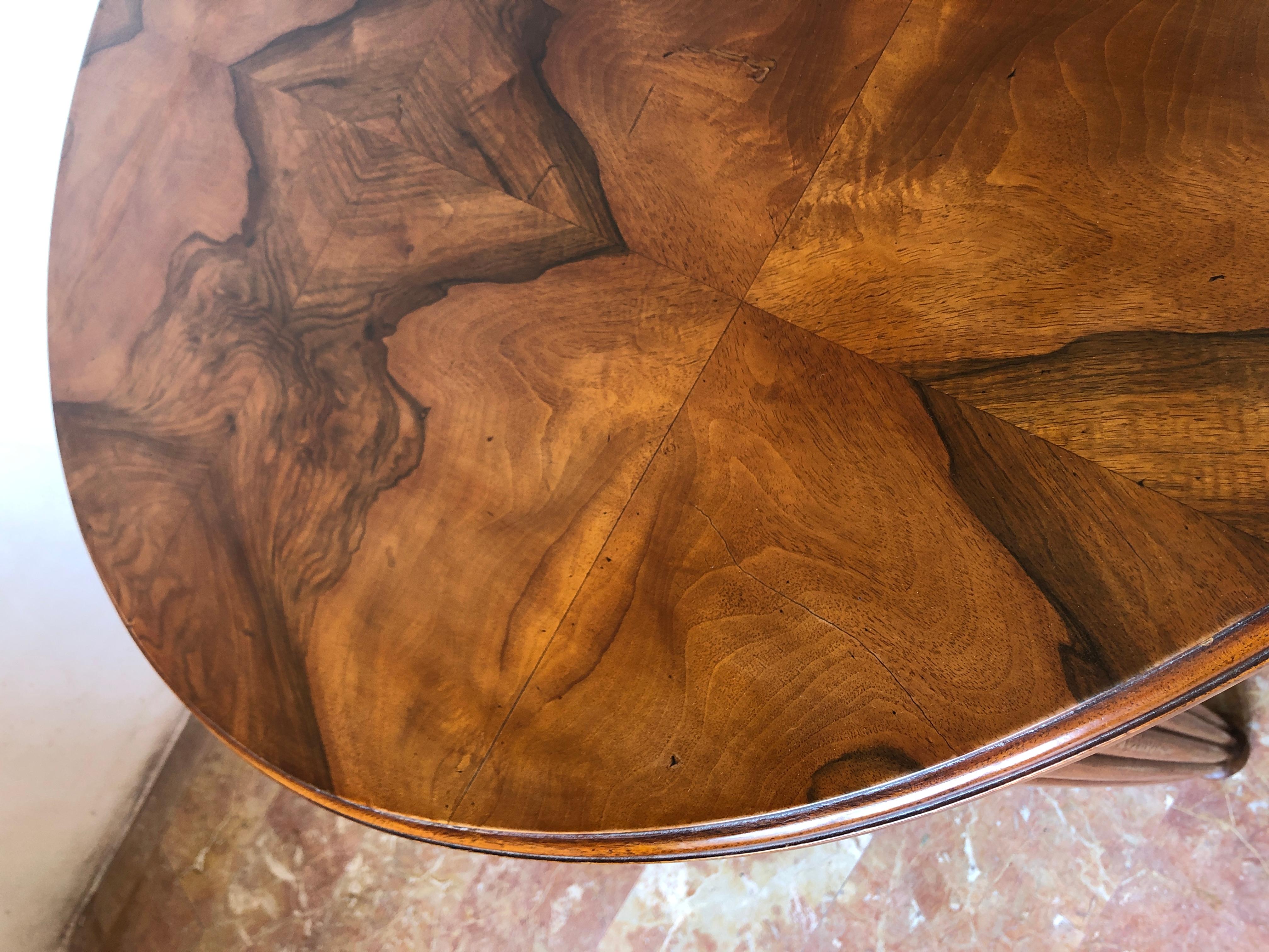 French Liberty Art Nouveau Dining Table in Walnut, 1920s 11