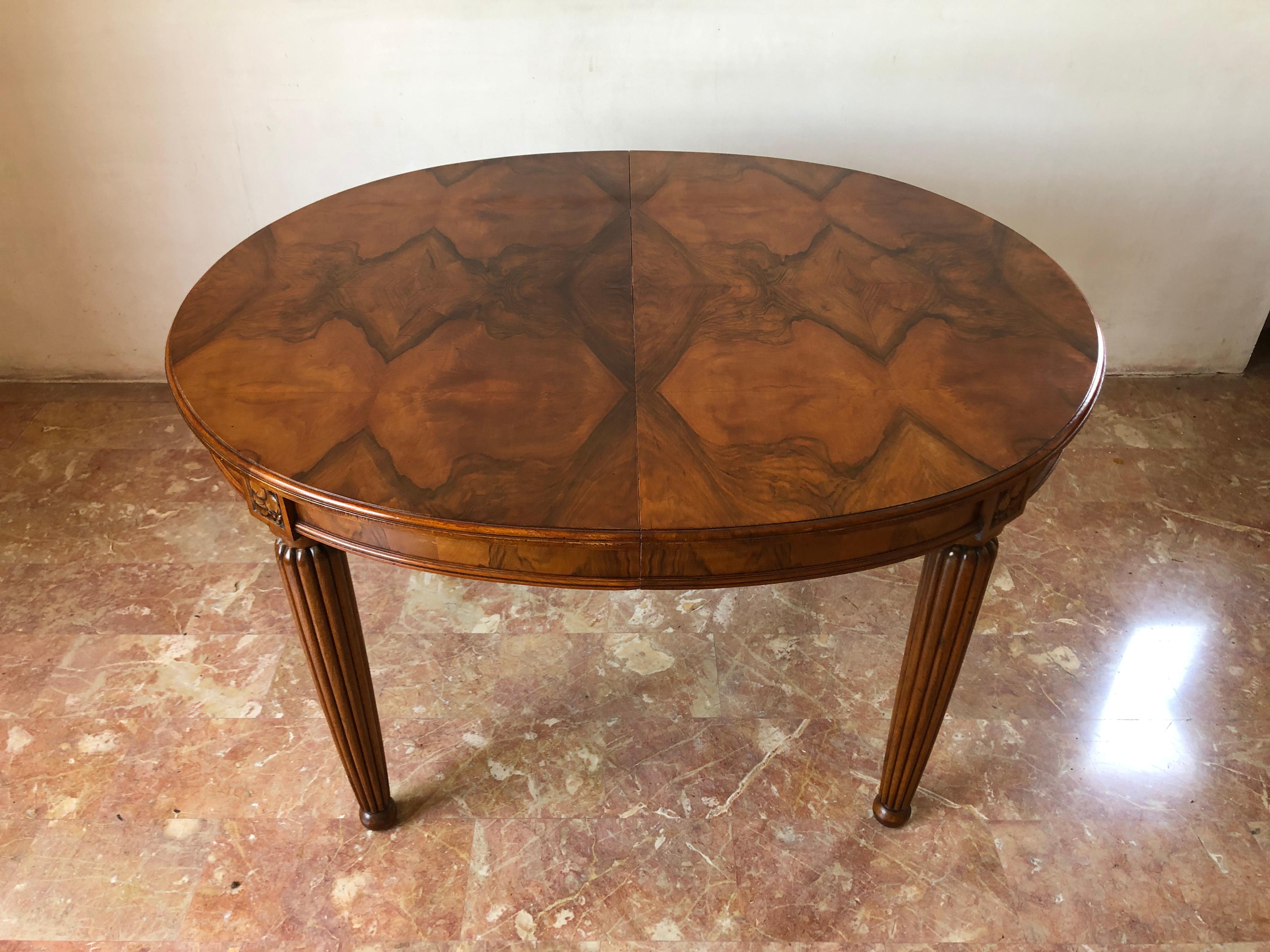 Early 20th Century French Liberty Art Nouveau Dining Table in Walnut, 1920s