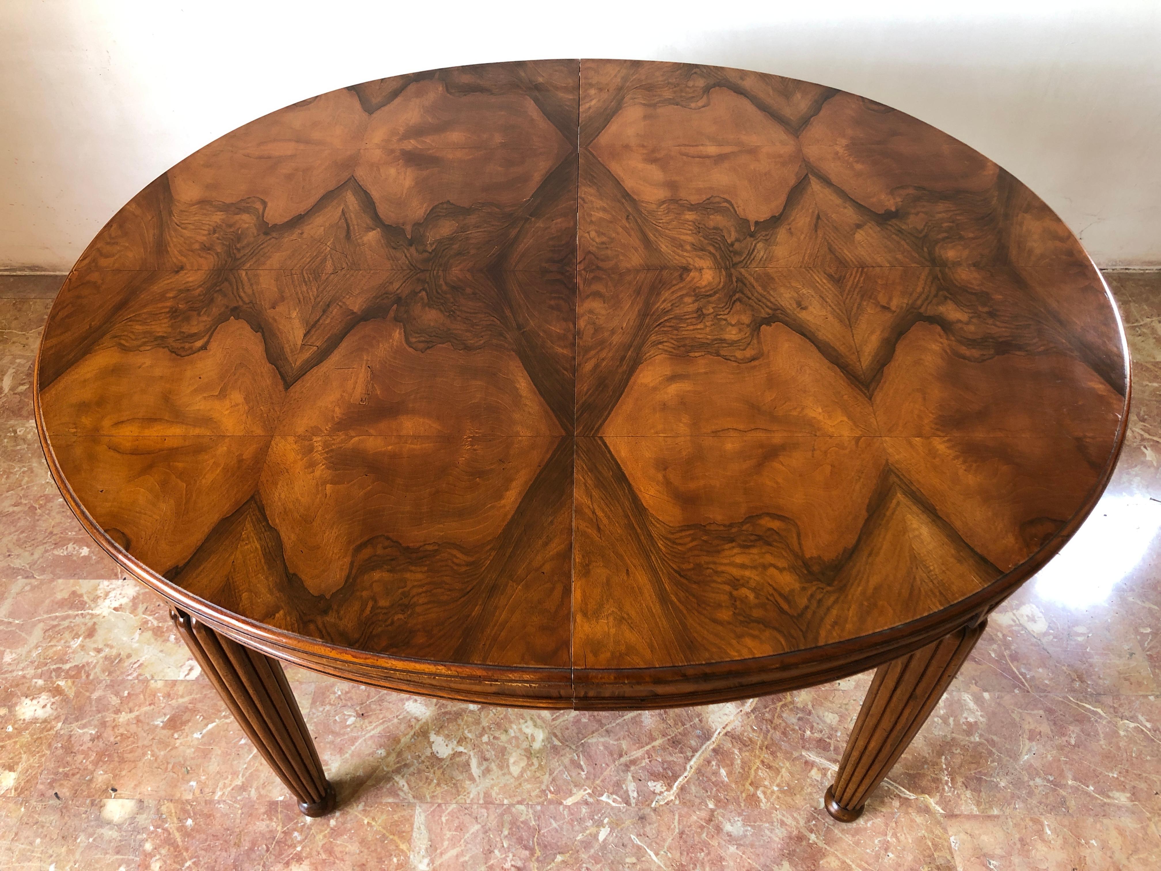 French Liberty Art Nouveau Dining Table in Walnut, 1920s 1