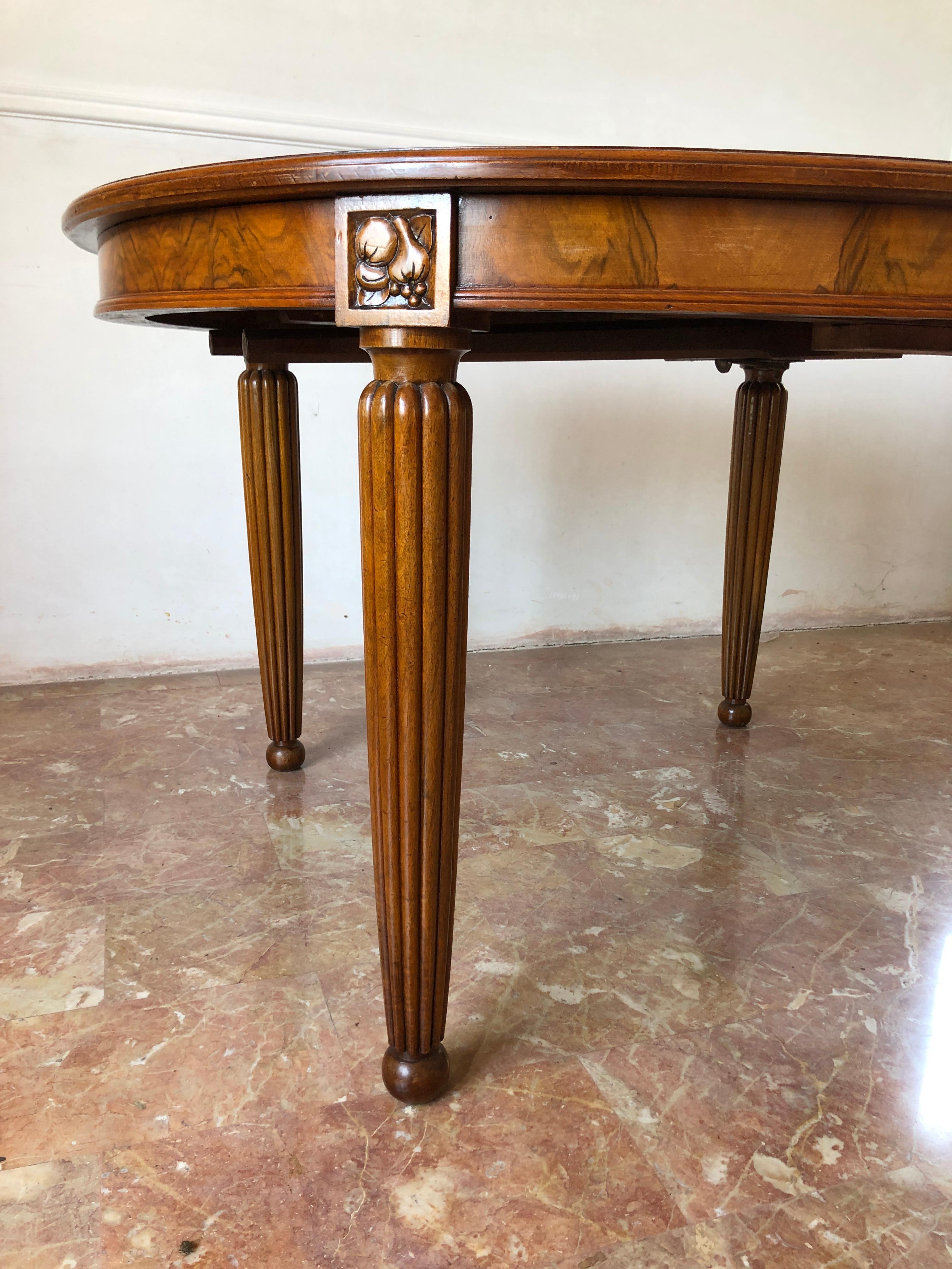 French Liberty Art Nouveau Dining Table in Walnut, 1920s 2