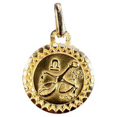 French Libra Zodiac Starsign 18K Yellow Gold Perroud Charm Pendant