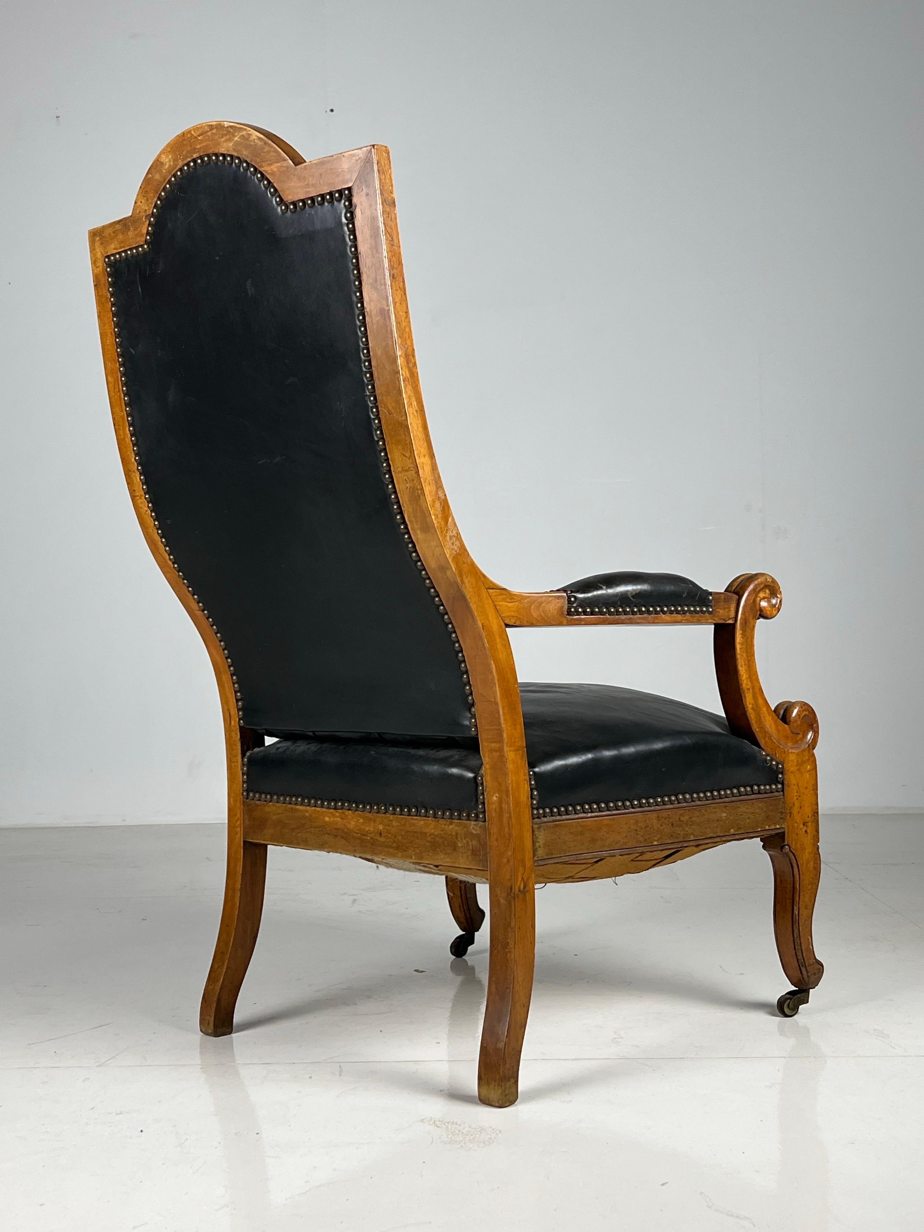 French Library armchair Black Leather ca. 1900 For Sale 6