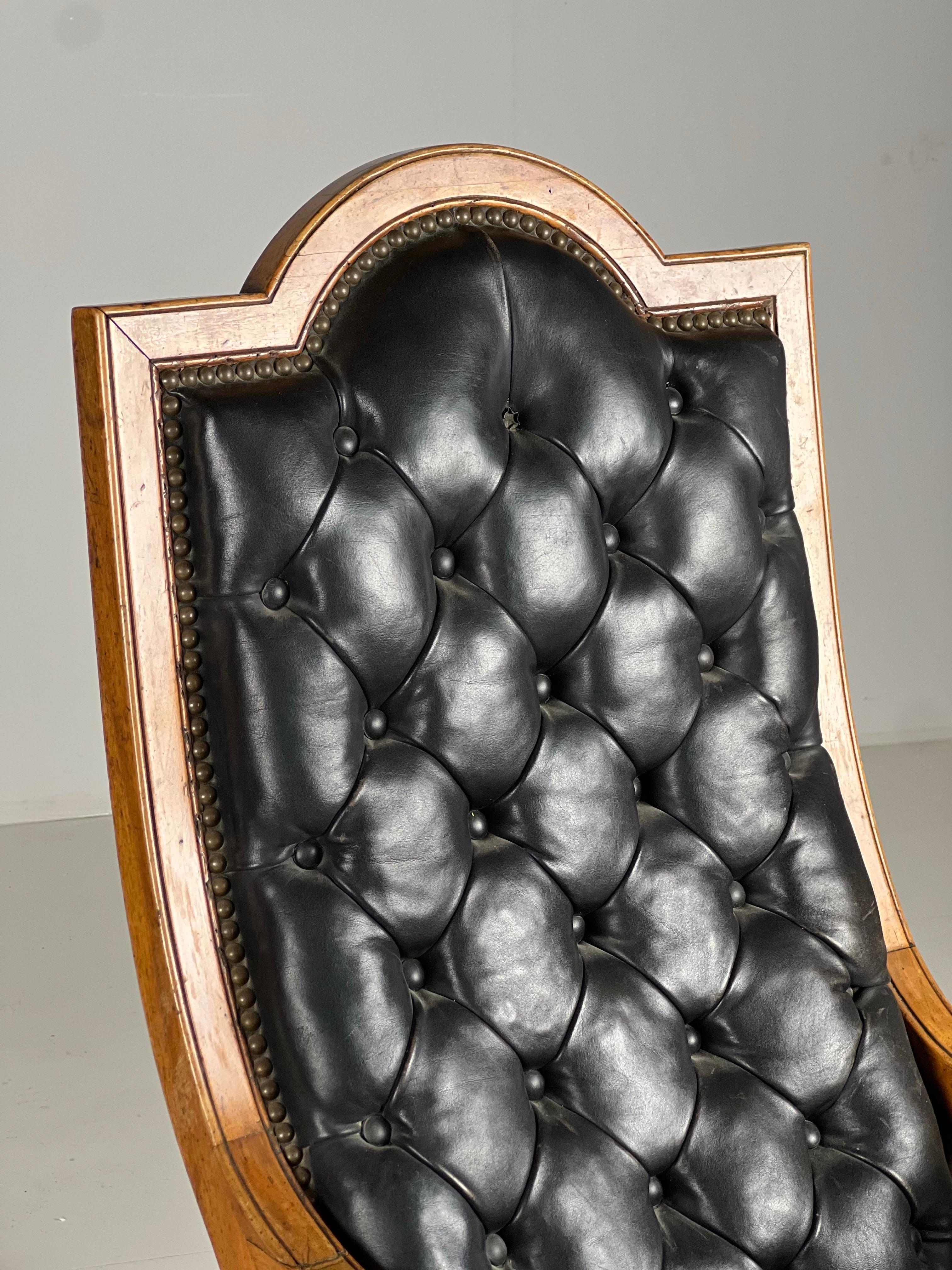 French Library armchair Black Leather ca. 1900 For Sale 7