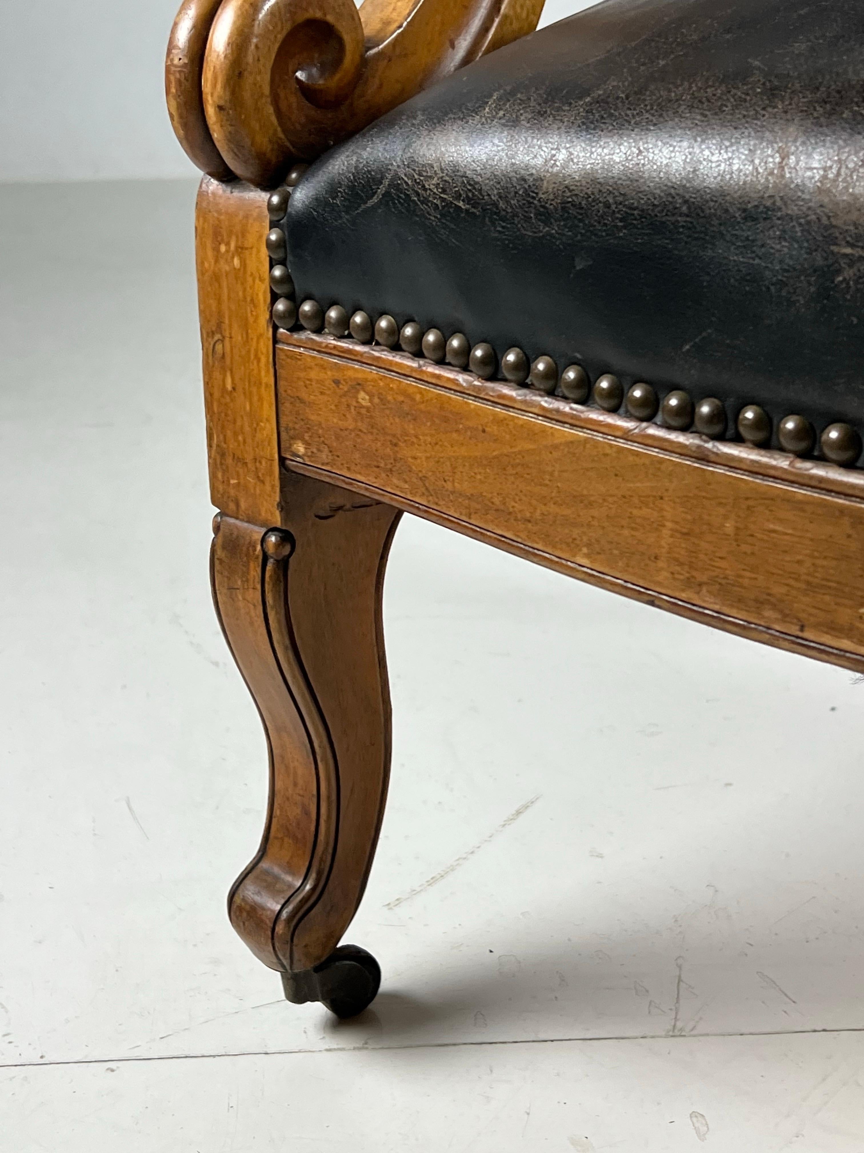French Library armchair Black Leather ca. 1900 For Sale 8