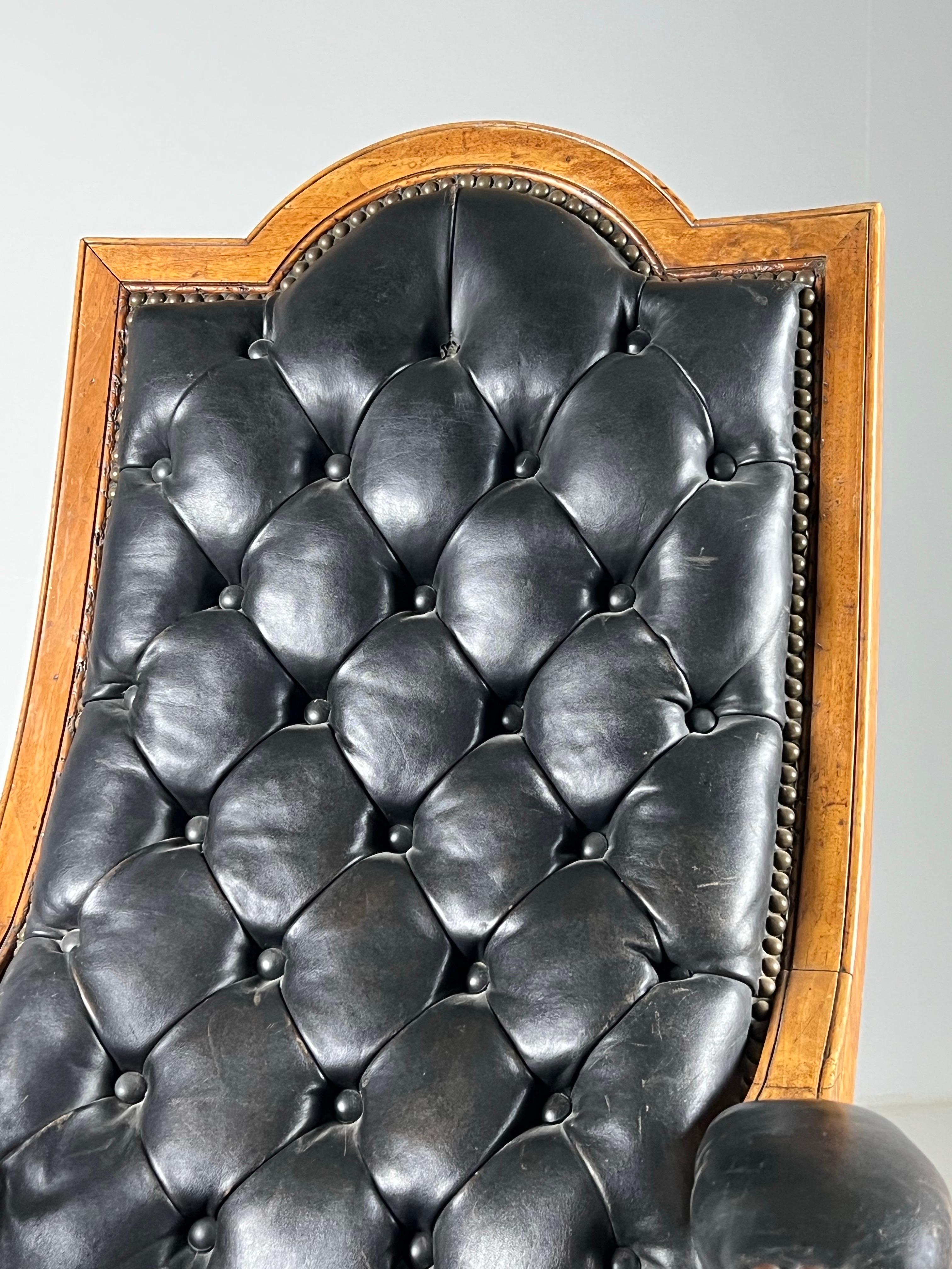 French Library armchair Black Leather ca. 1900 For Sale 9