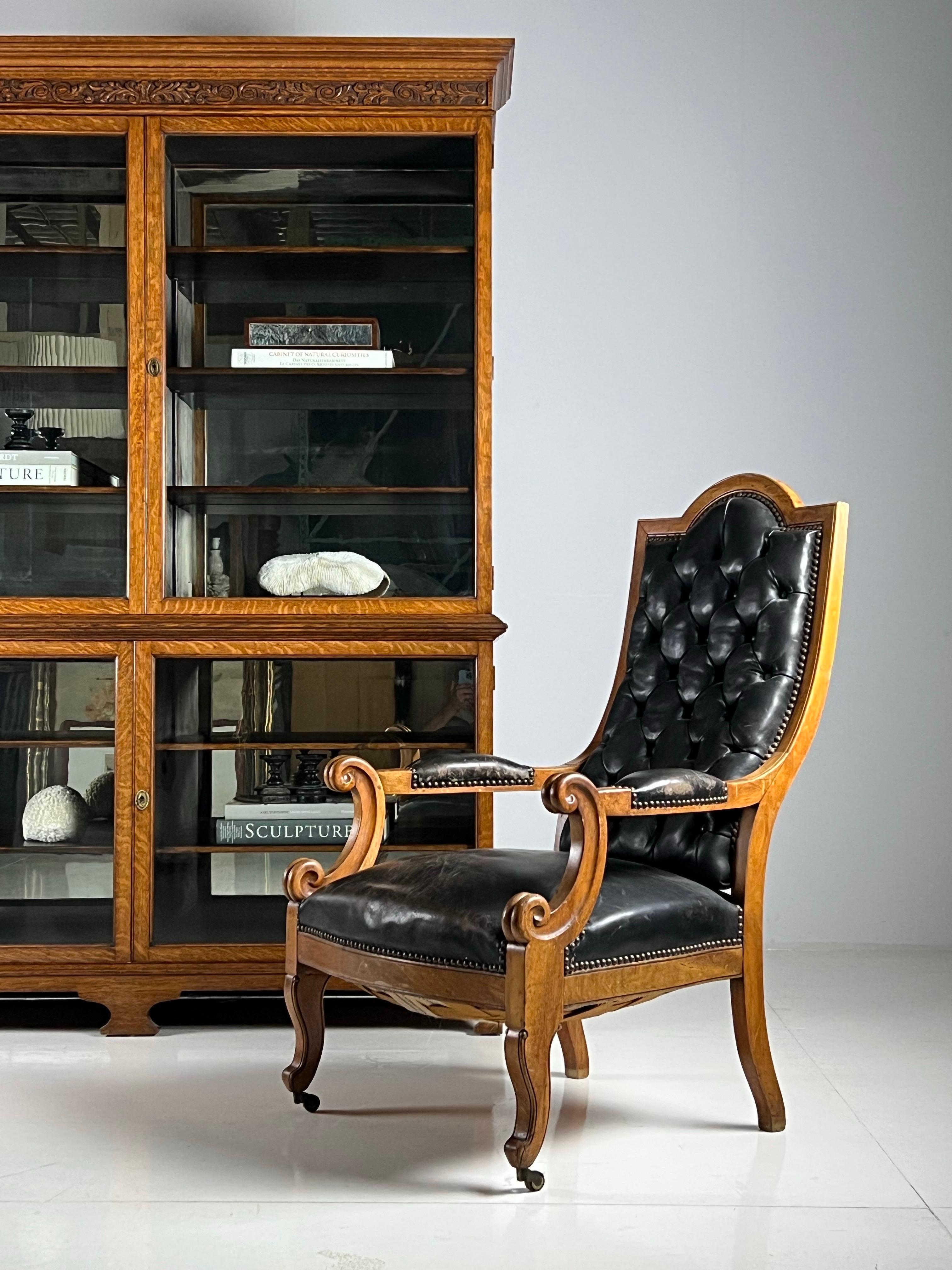French Library armchair Black Leather ca. 1900 For Sale 15
