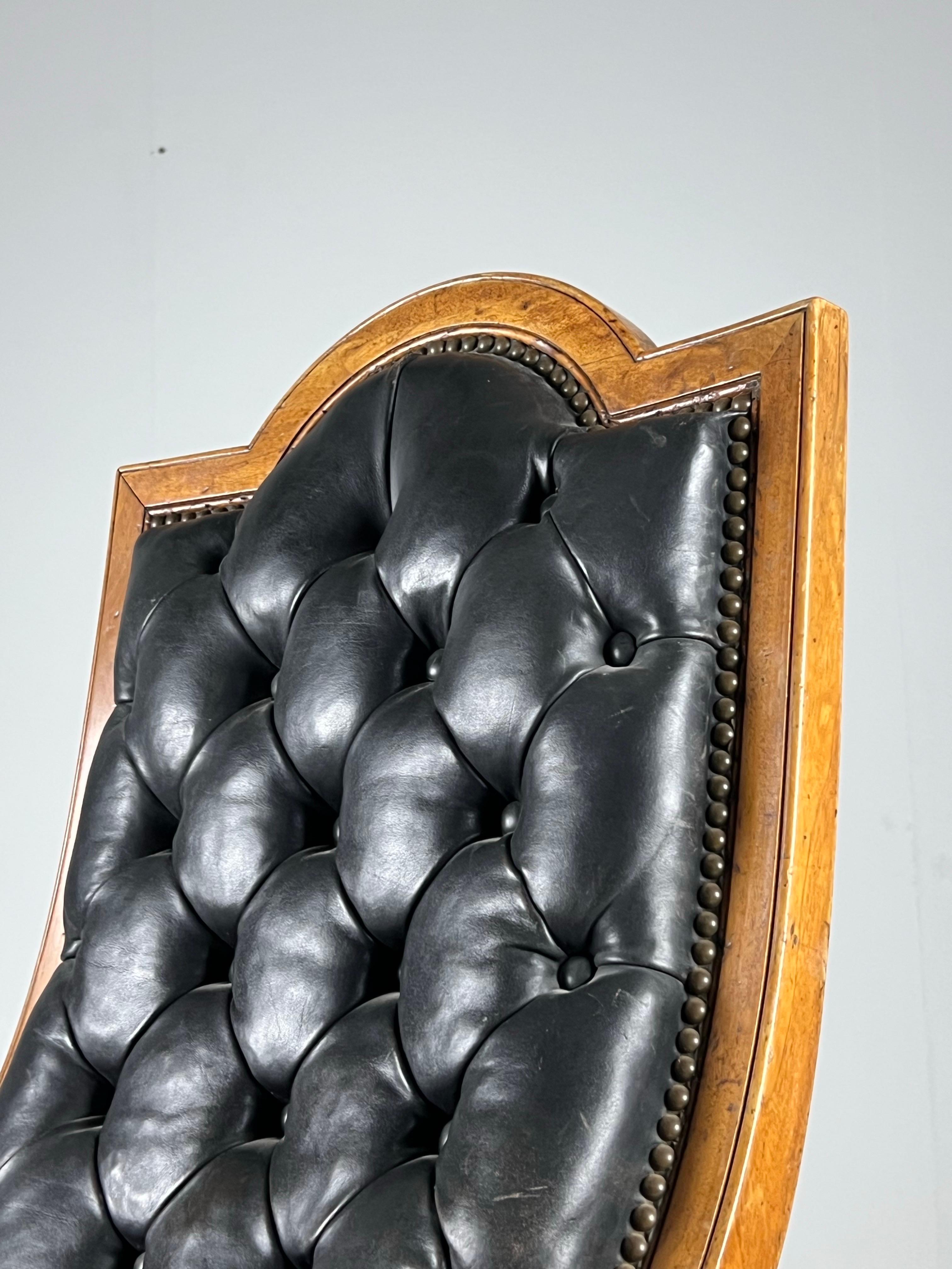 French Library armchair Black Leather ca. 1900 For Sale 1