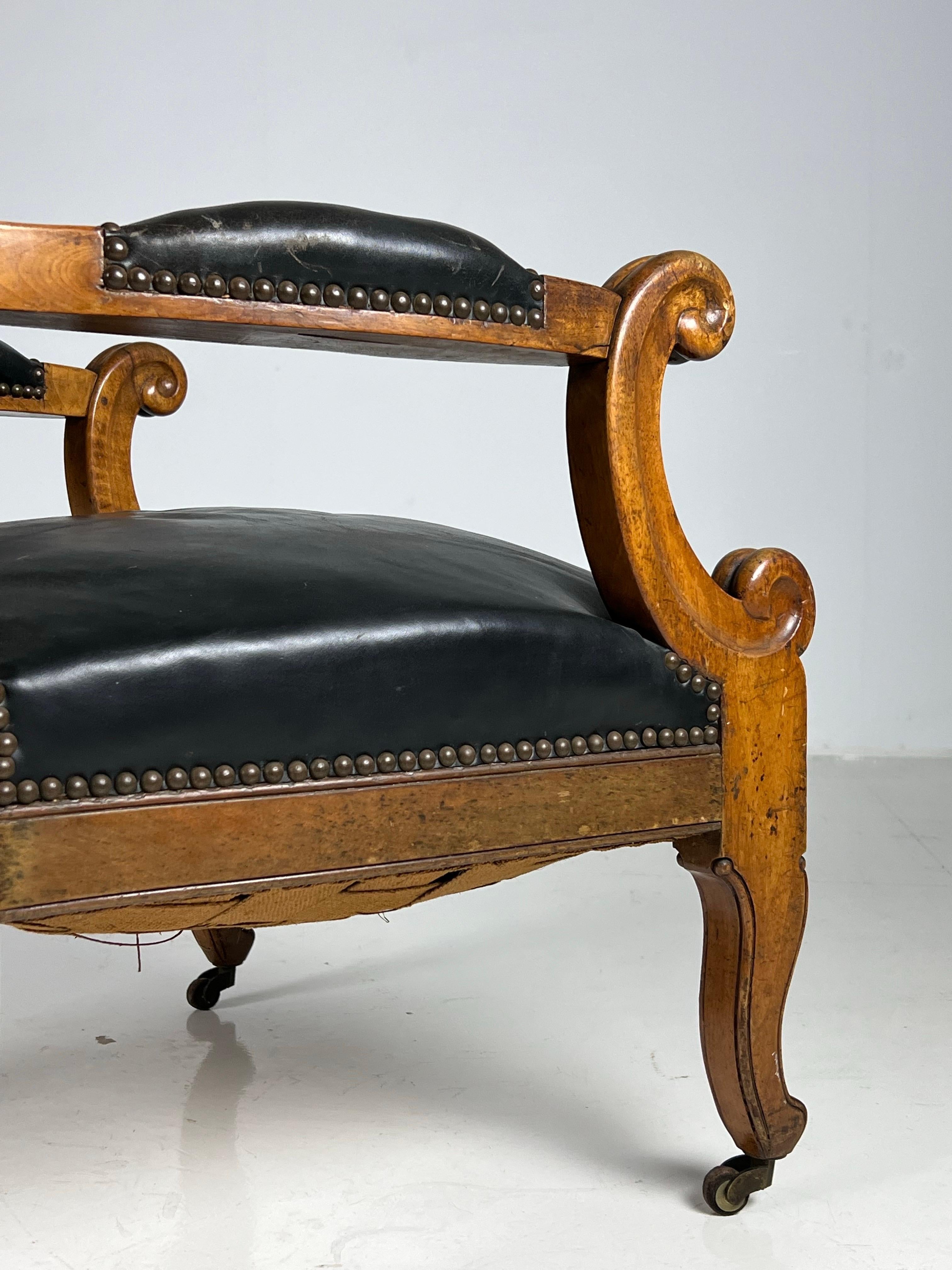 French Library armchair Black Leather ca. 1900 For Sale 3