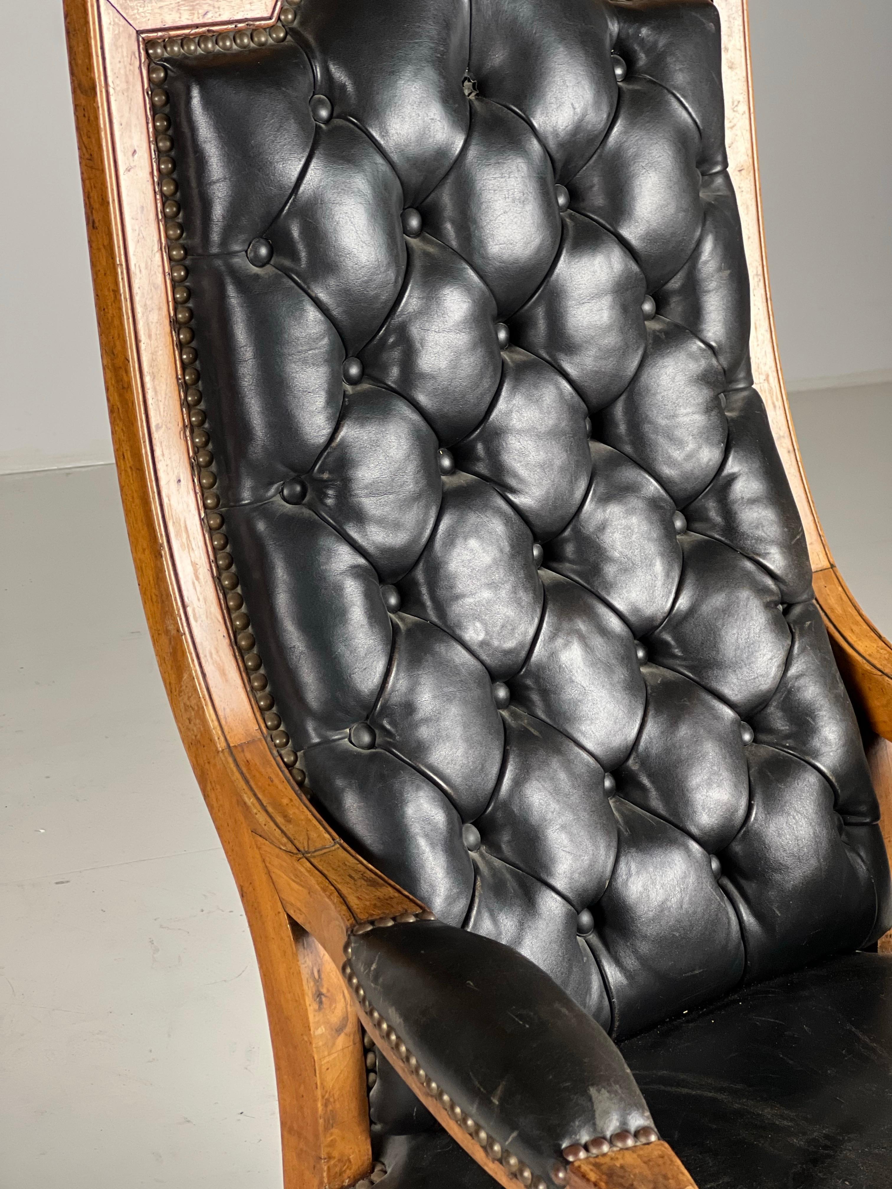 French Library armchair Black Leather ca. 1900 For Sale 5