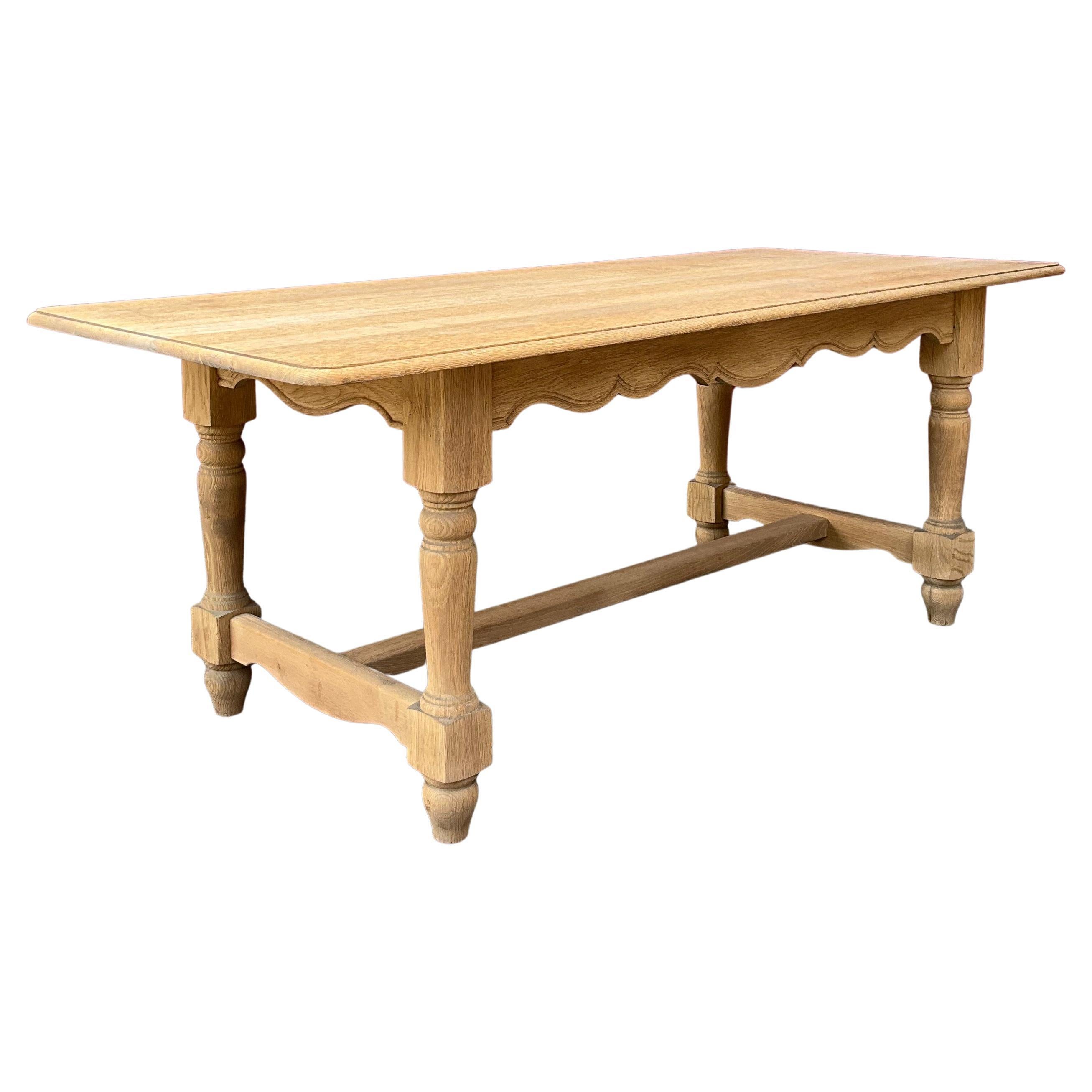 French Library Table in Bleached Oak For Sale