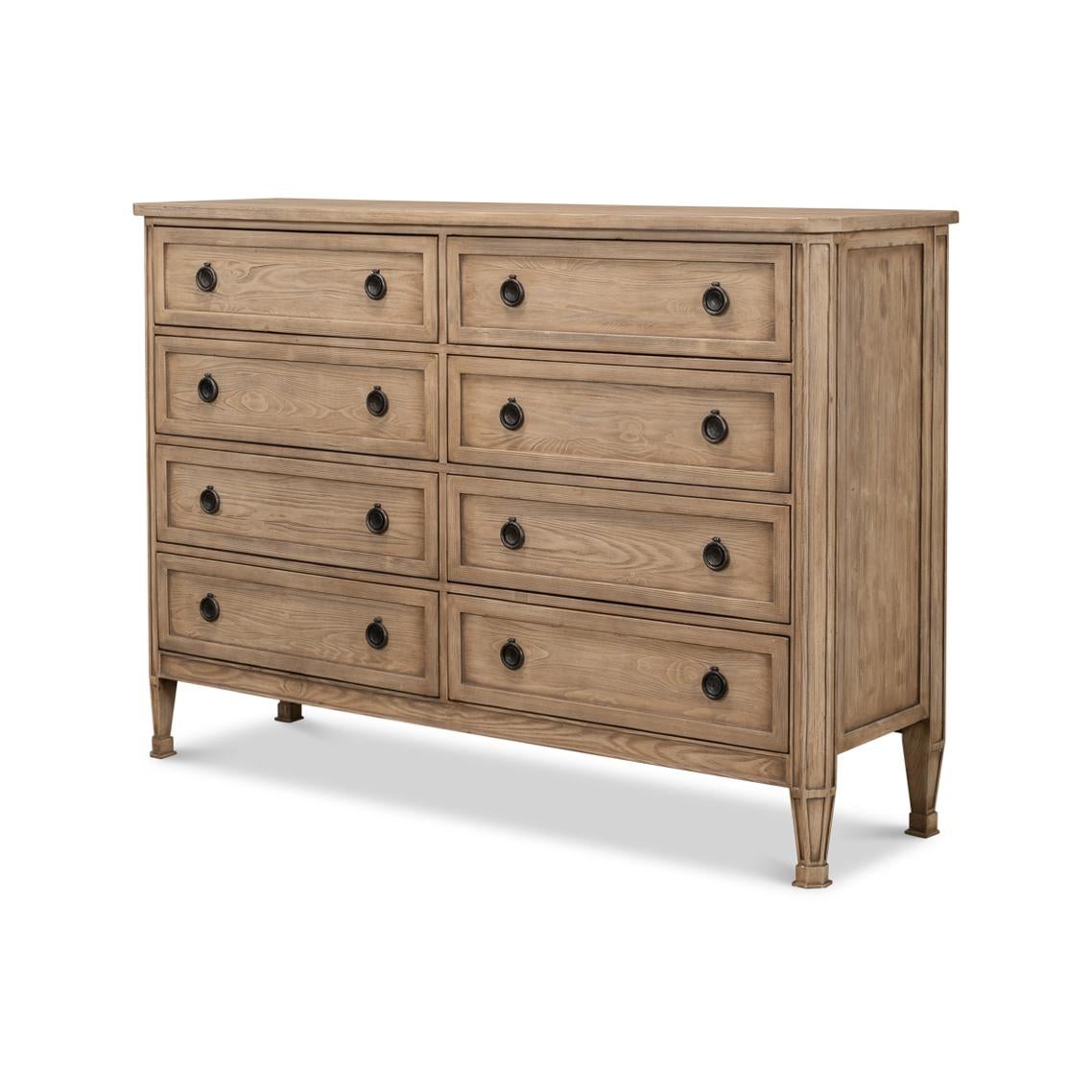 Commode huit tiroirs en chêne Light français en vente 3