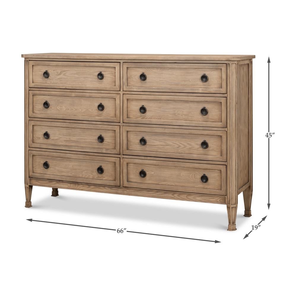 Commode huit tiroirs en chêne Light français en vente 4