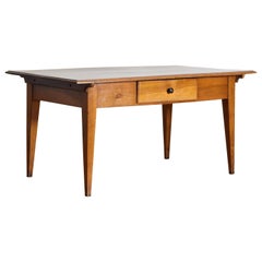 French Light Walnut Neoclassic 1-Drawer Center Table, 2nd Quarter 19th Century