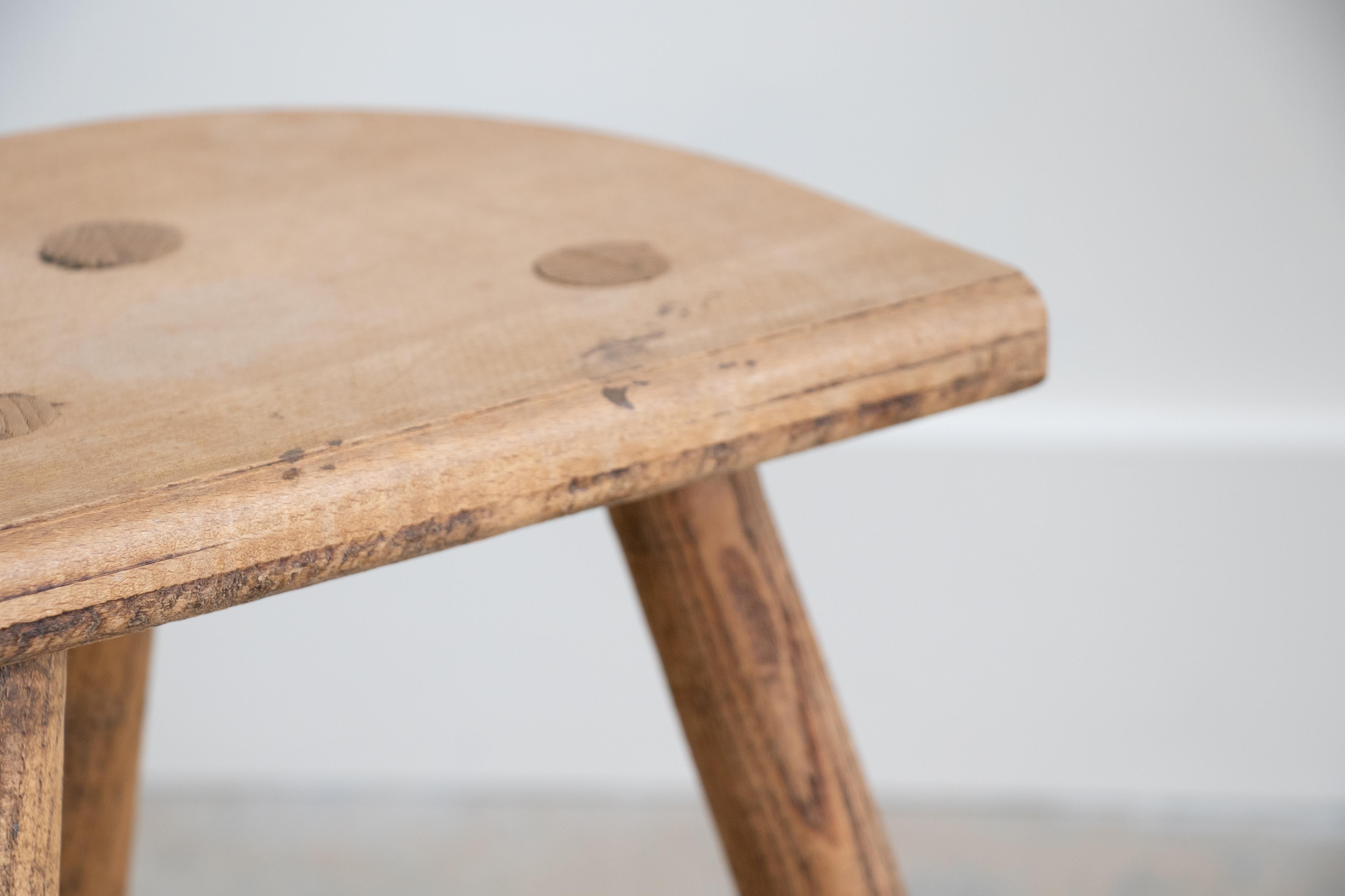 French Light Wood Tripod Stool 2