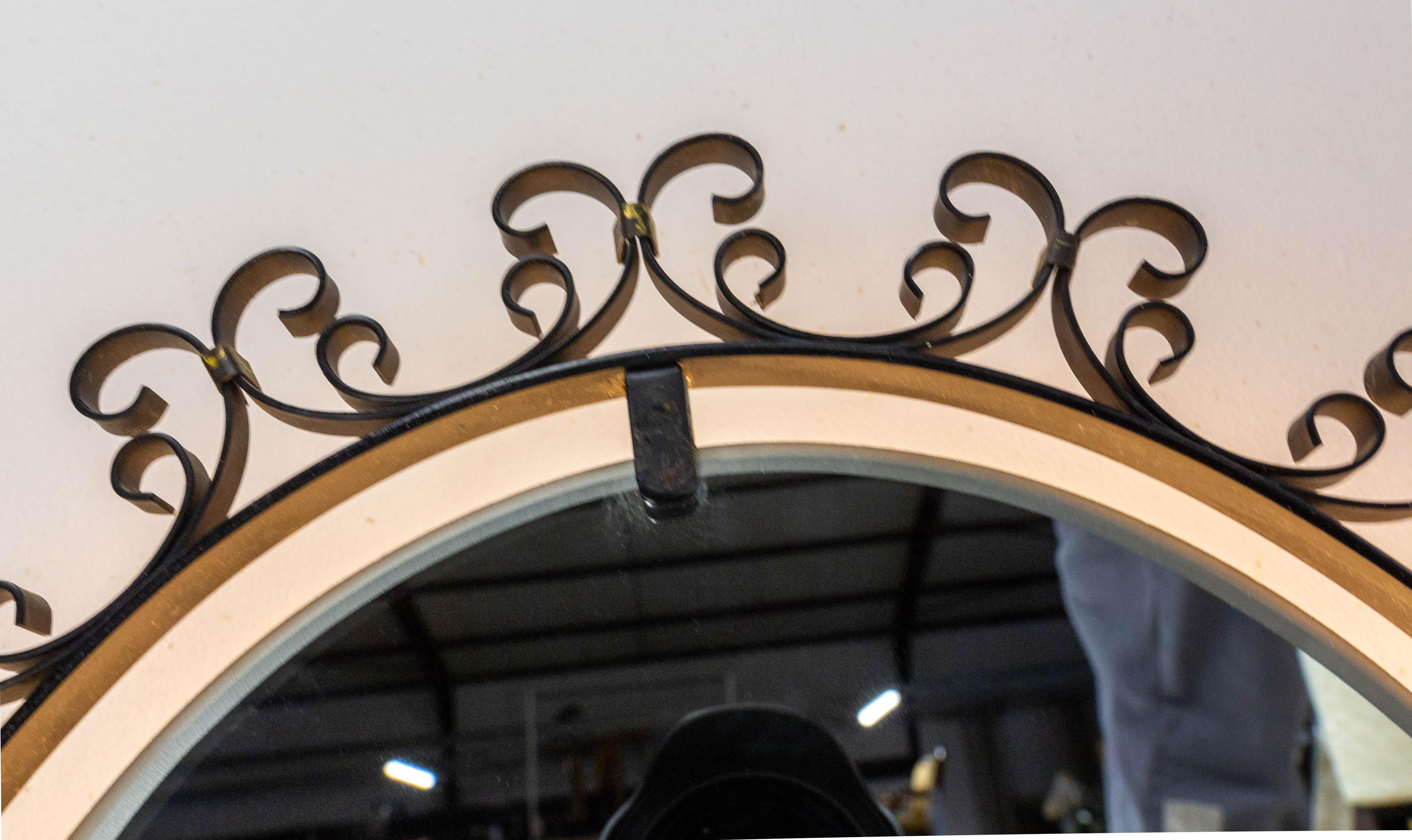 French Lighted Mirror Metal Framework, circa 1960 In Good Condition For Sale In Labrit, Landes