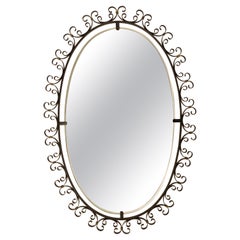 French Lighted Mirror Metal Framework, circa 1960