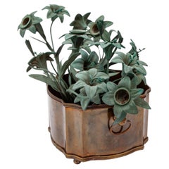 Französische Liliensträuße aus patinierter Bronze/Messing