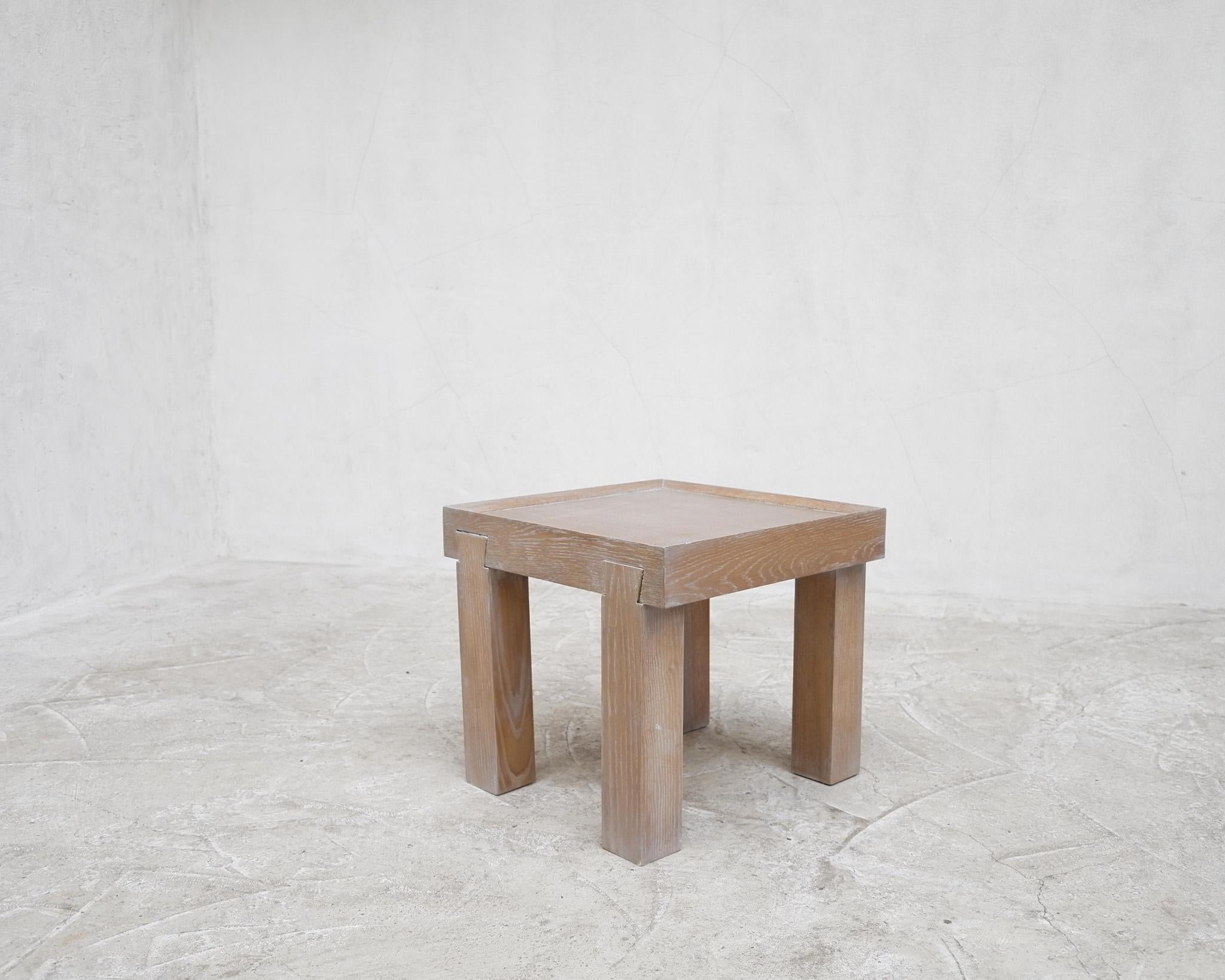 French Limed/Cerused Oak Modernist Side Table, C.1950 8