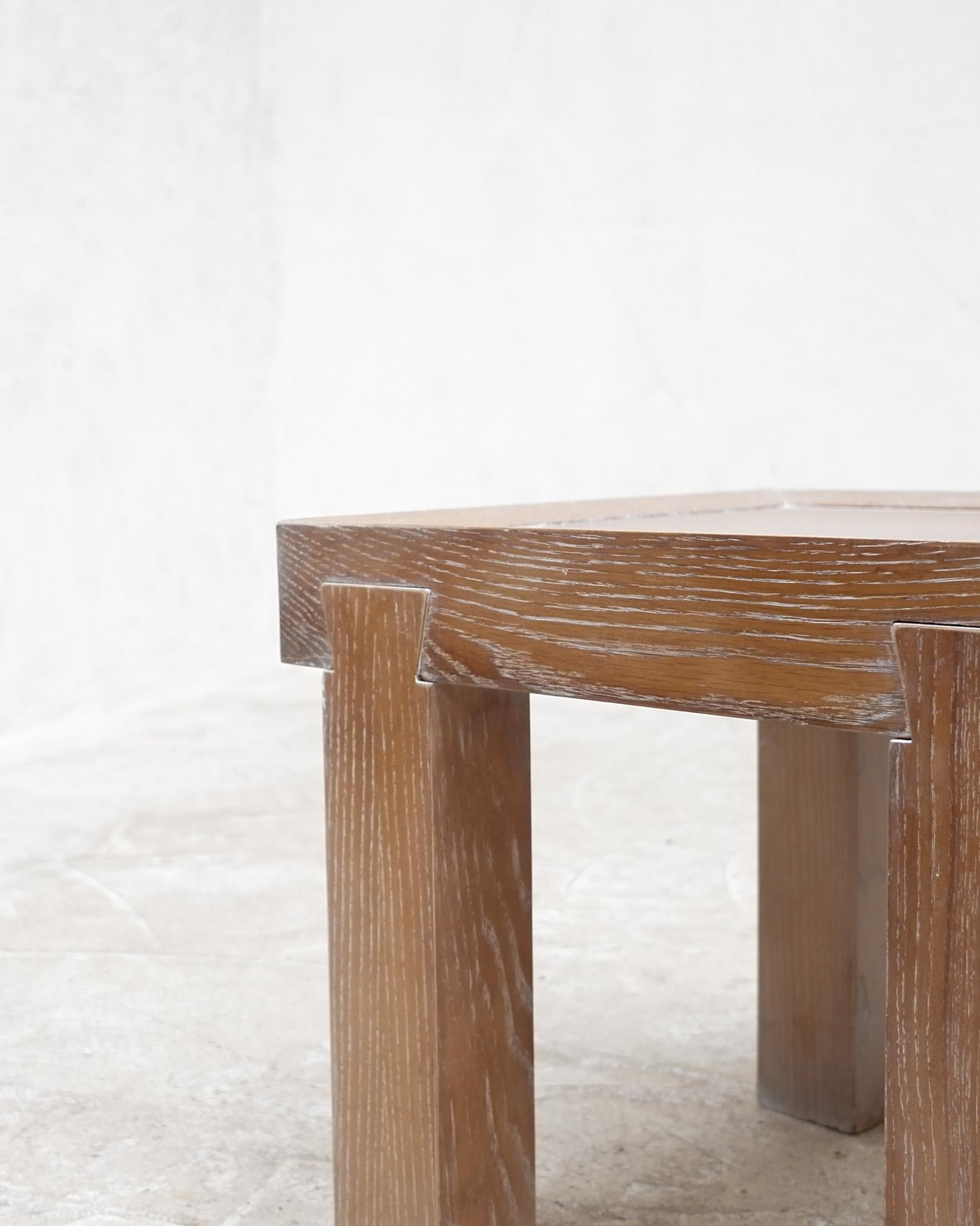 French Limed/Cerused Oak Modernist Side Table, C.1950 In Good Condition In London, GB