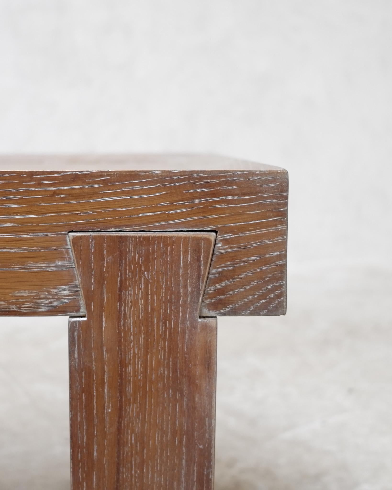 Mid-20th Century French Limed/Cerused Oak Modernist Side Table, C.1950 For Sale