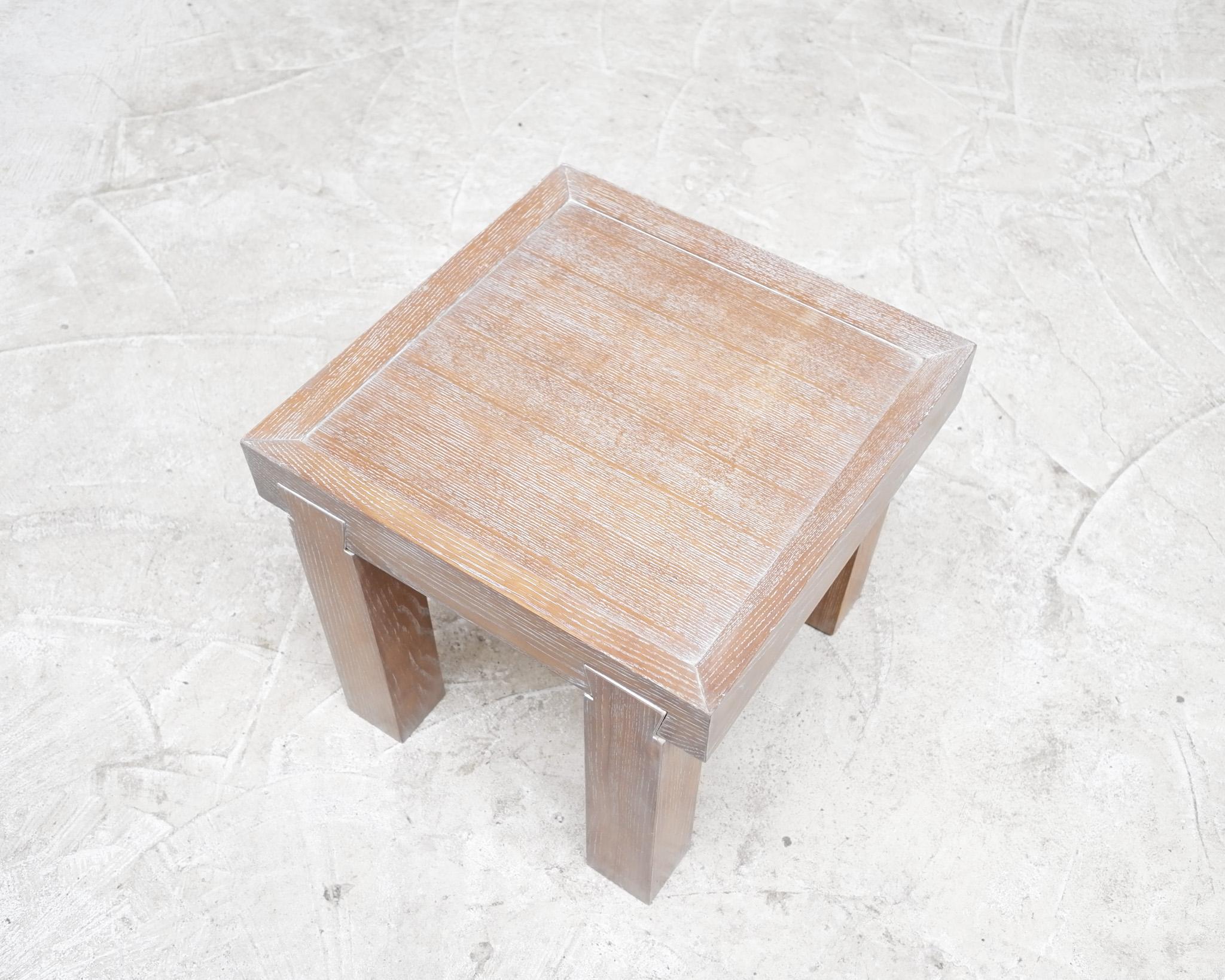 French Limed/Cerused Oak Modernist Side Table, C.1950 For Sale 2