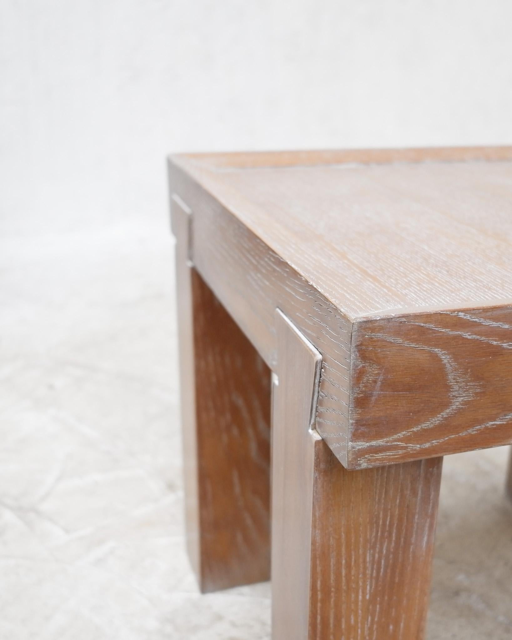 French Limed/Cerused Oak Modernist Side Table, C.1950 For Sale 3