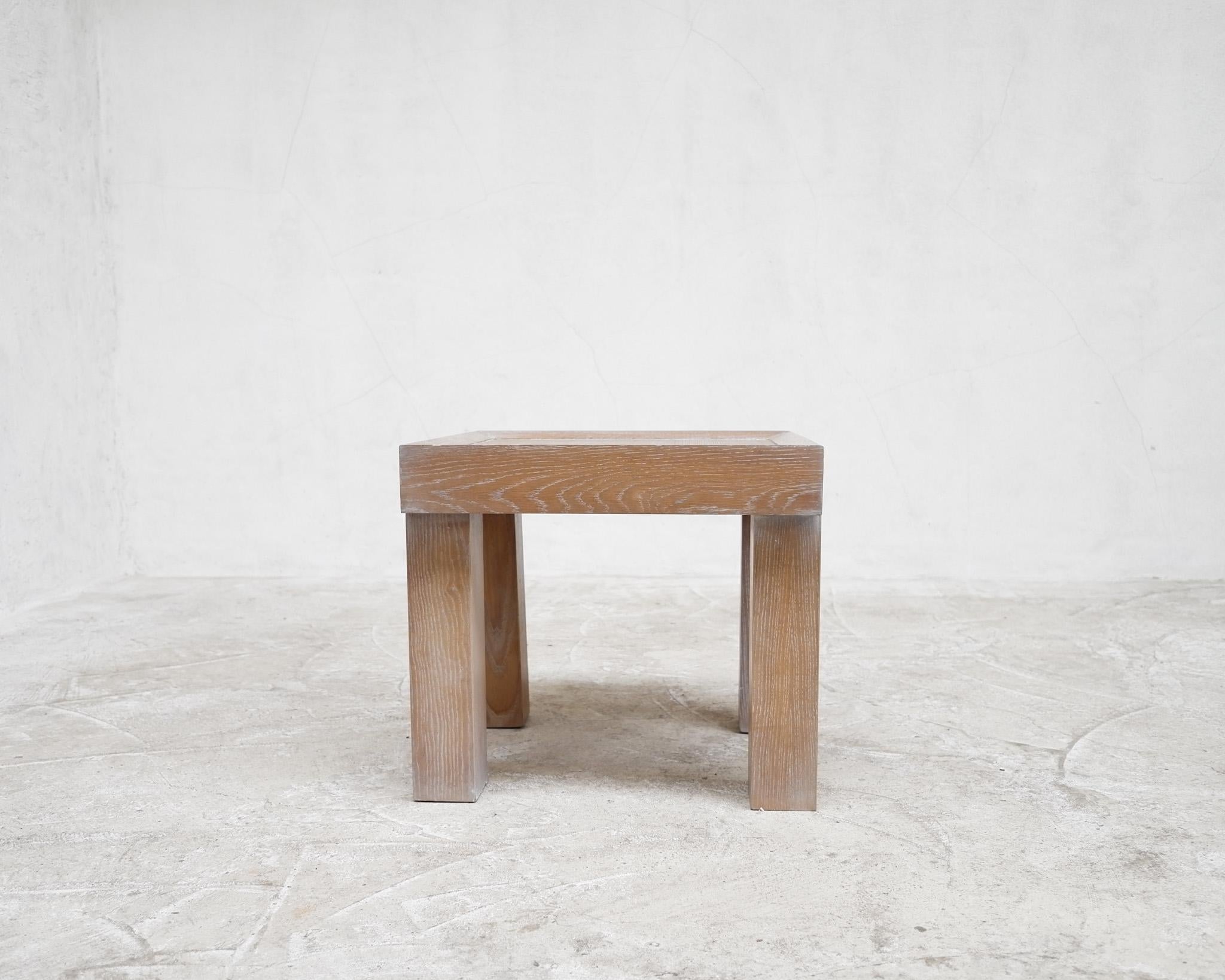 French Limed/Cerused Oak Modernist Side Table, C.1950 For Sale 4