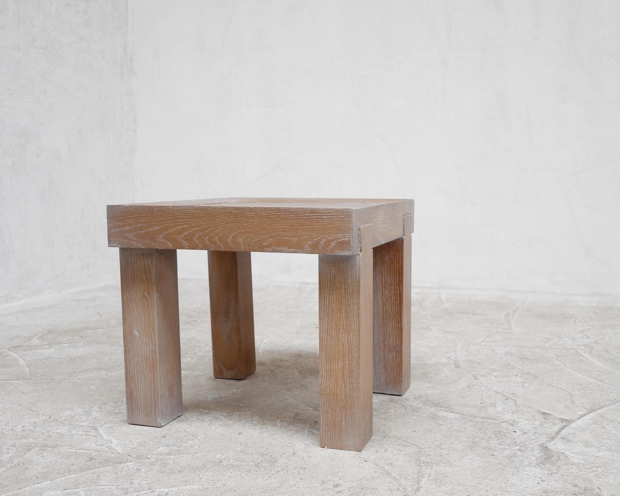 French Limed/Cerused Oak Modernist Side Table, C.1950 For Sale 5