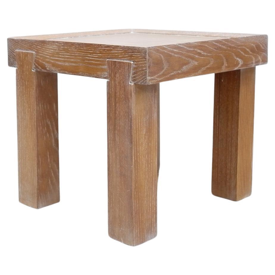 French Limed/Cerused Oak Modernist Side Table, C.1950 For Sale