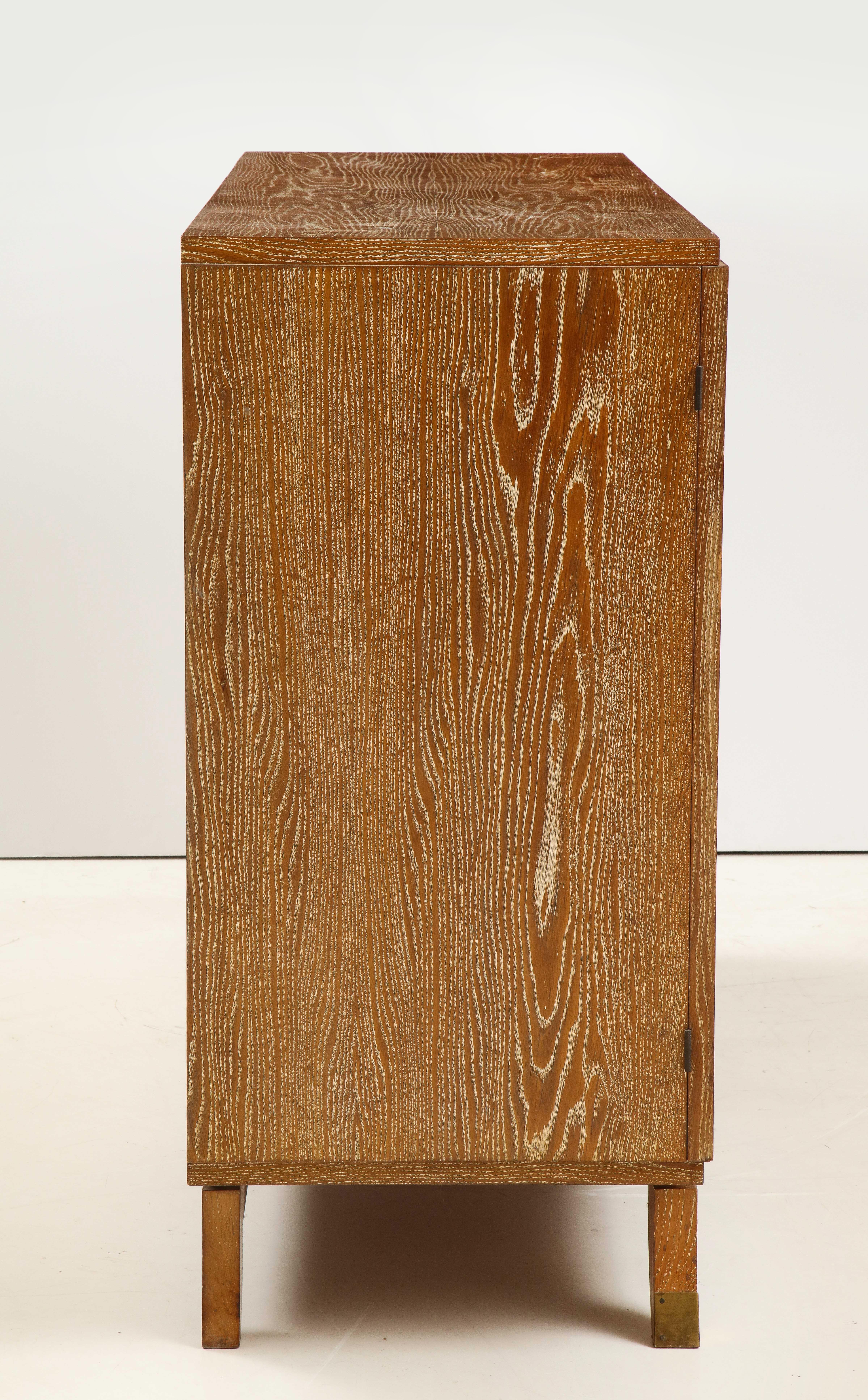 French Limed Oak Cabinet, Attributed to Jules Leleu, France, C 1940 9