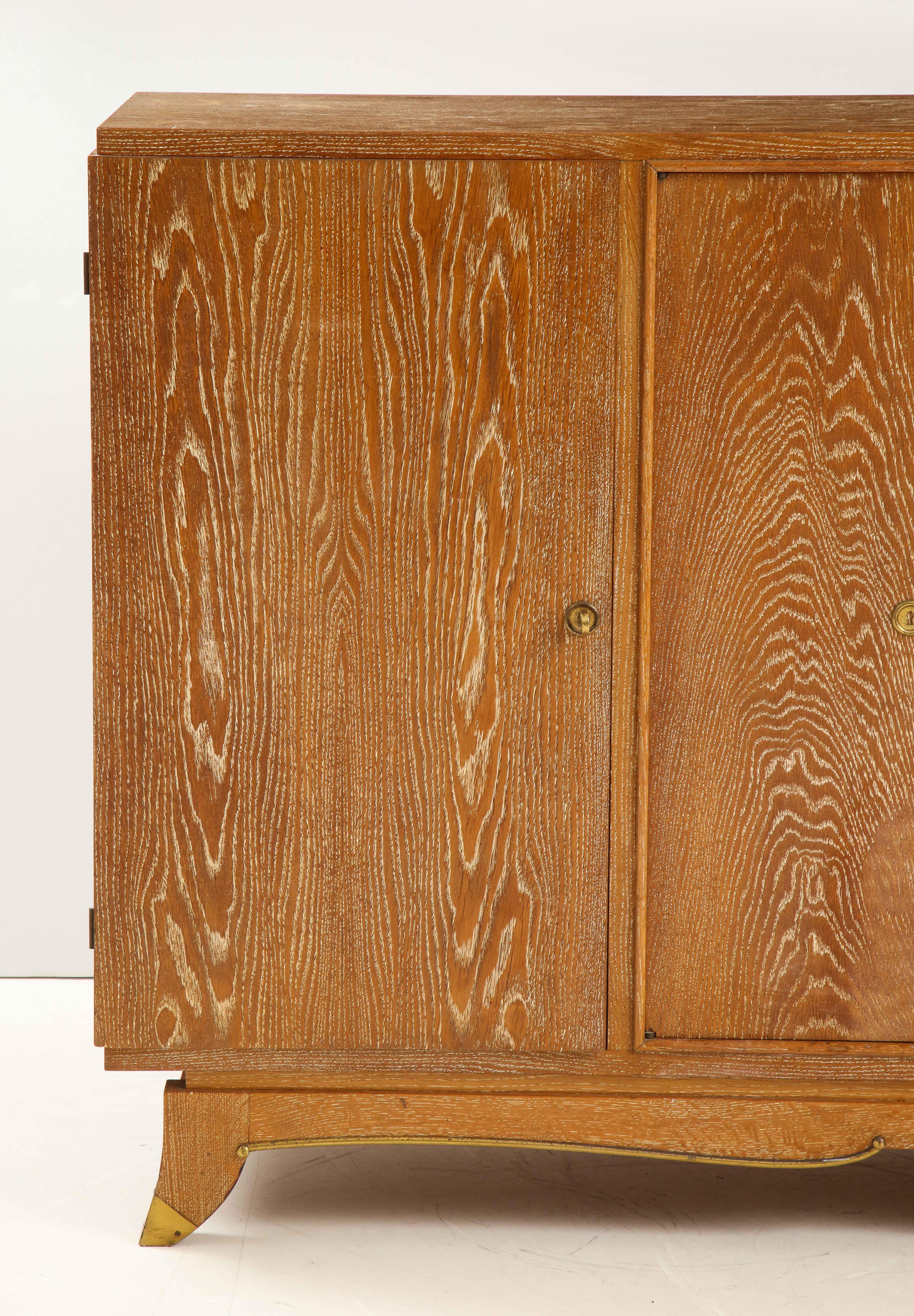 French Limed Oak Cabinet, Attributed to Jules Leleu, France, C 1940 In Good Condition In Brooklyn, NY