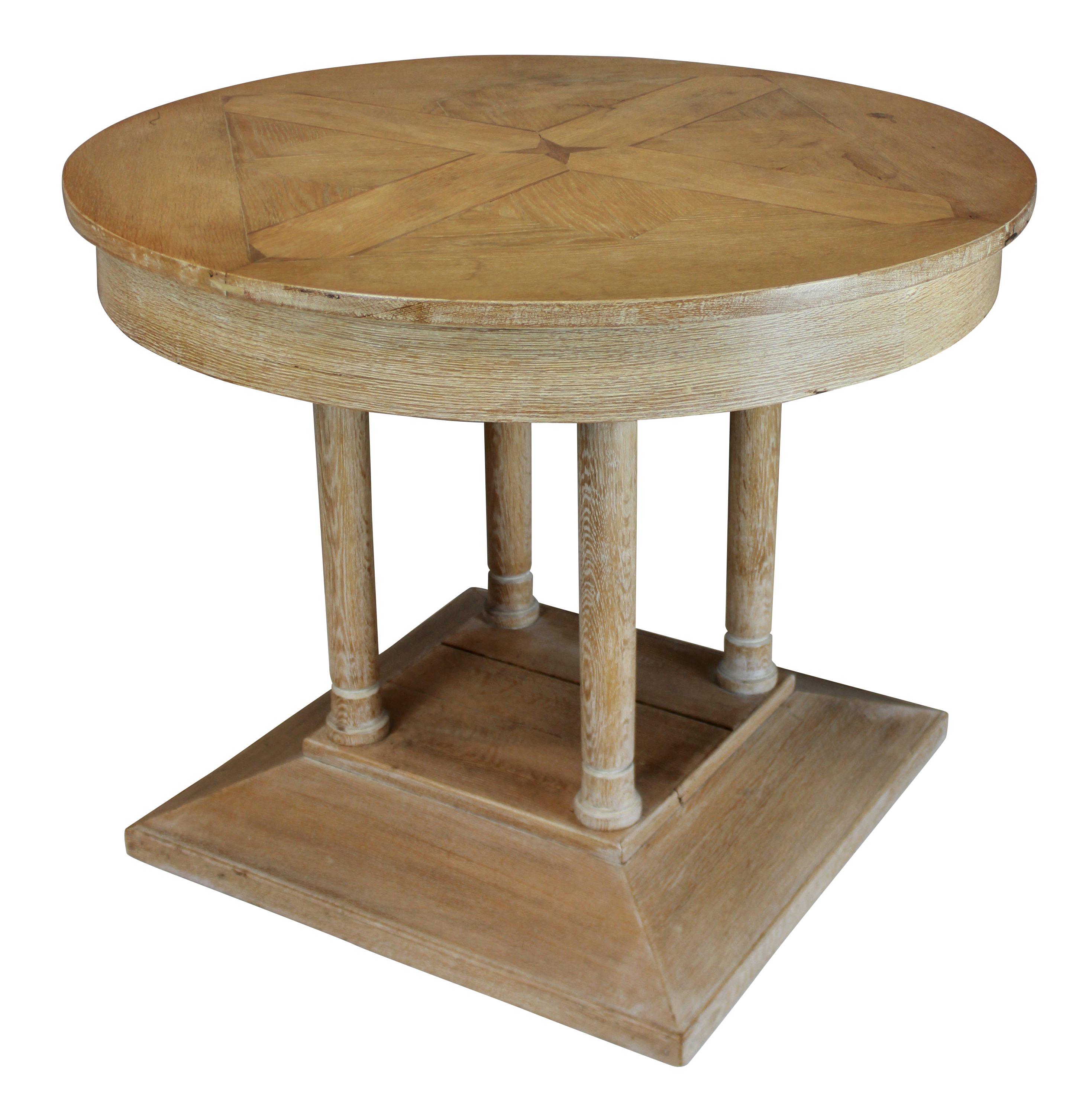 Mid-20th Century French Limed Oak Pillar Table