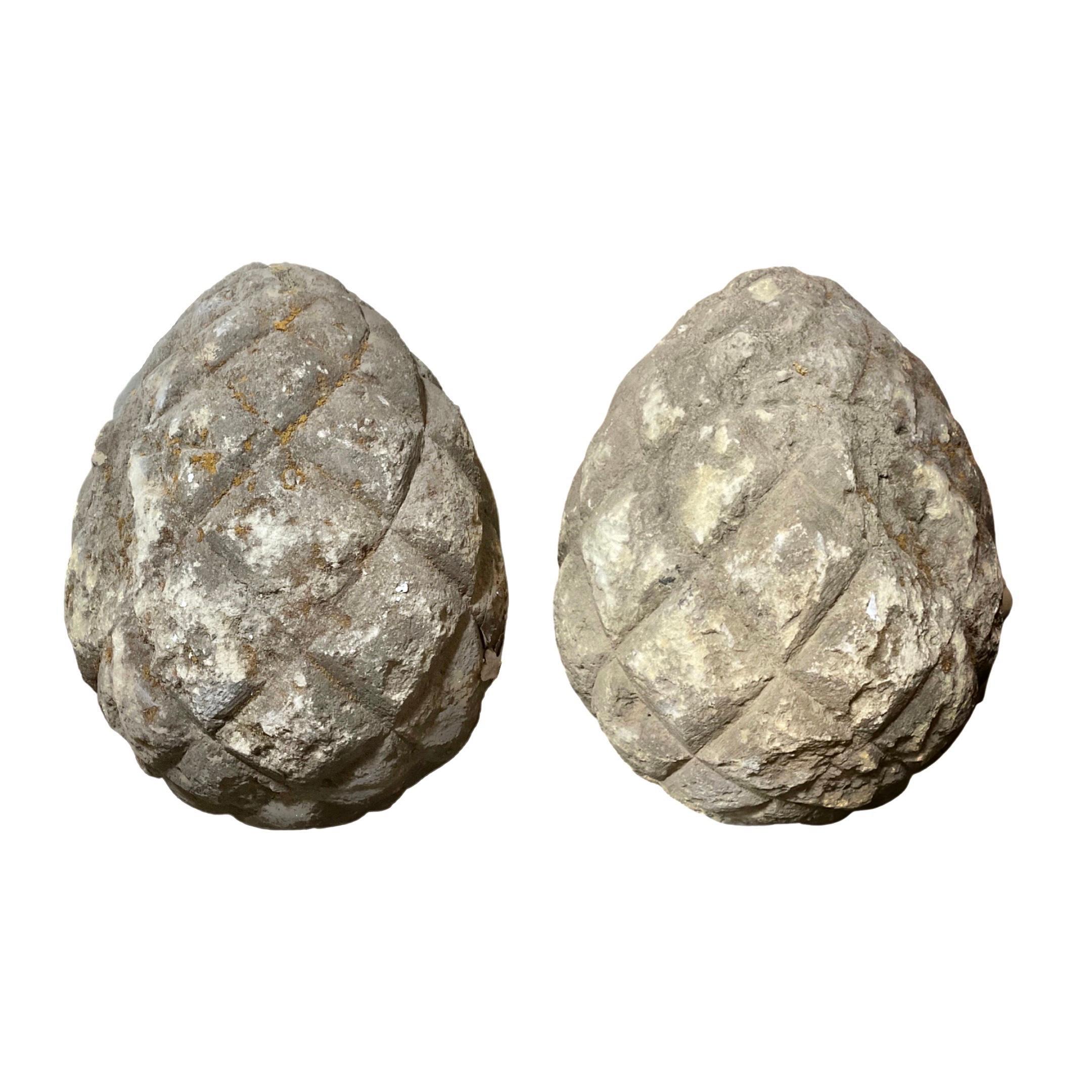 French Limestone Acorn Sculptures In Good Condition For Sale In Dallas, TX