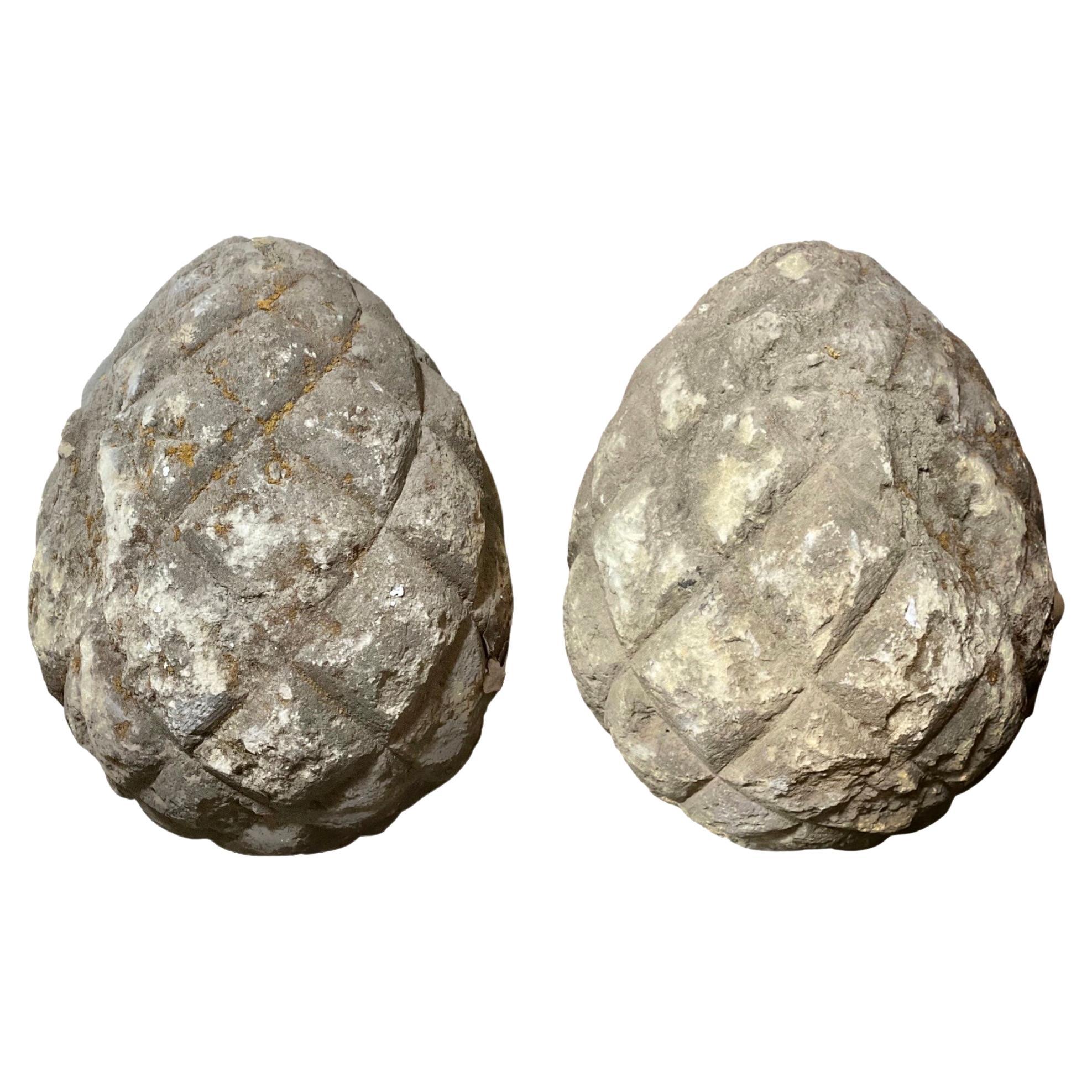 French Limestone Acorn Sculptures For Sale