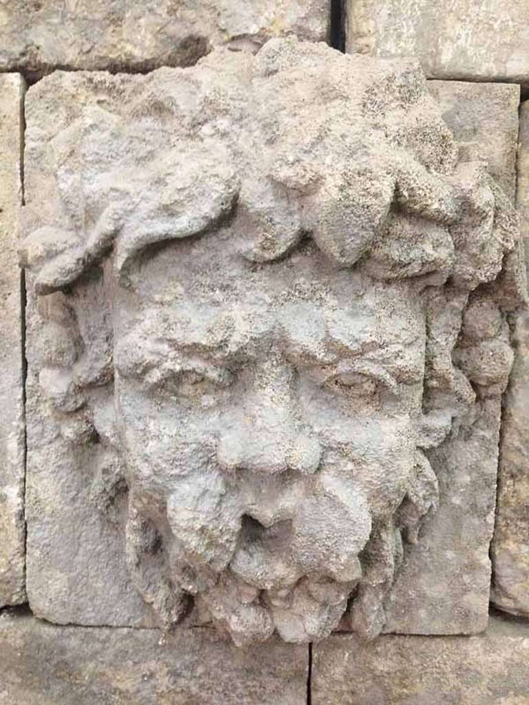 This limestone wall fountain features a Bacchus face as the spout and was made circa 2000 in France. A perfect piece for your French-inspired garden or outdoor space.