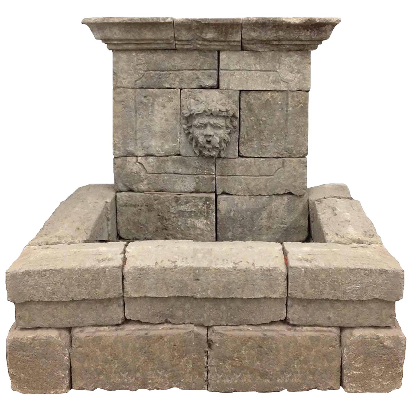 French Limestone Bacchus Fountain