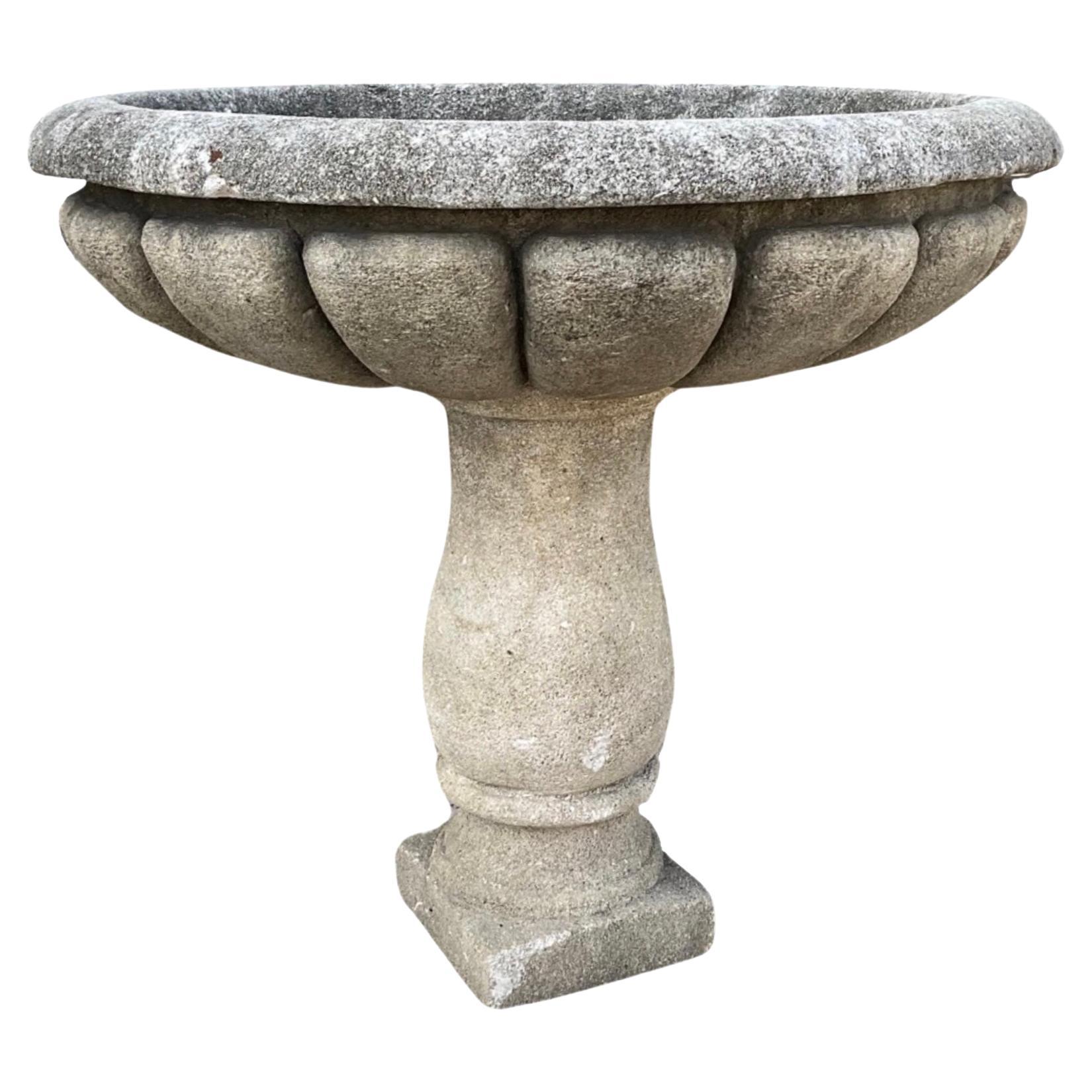 French Limestone Birdbath