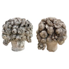 Antique French Limestone Bouquet Sculptures