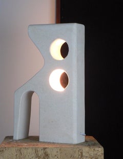 French limestone carved table lamp.