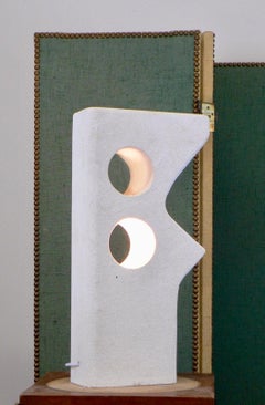 French limestone carved table lamp.