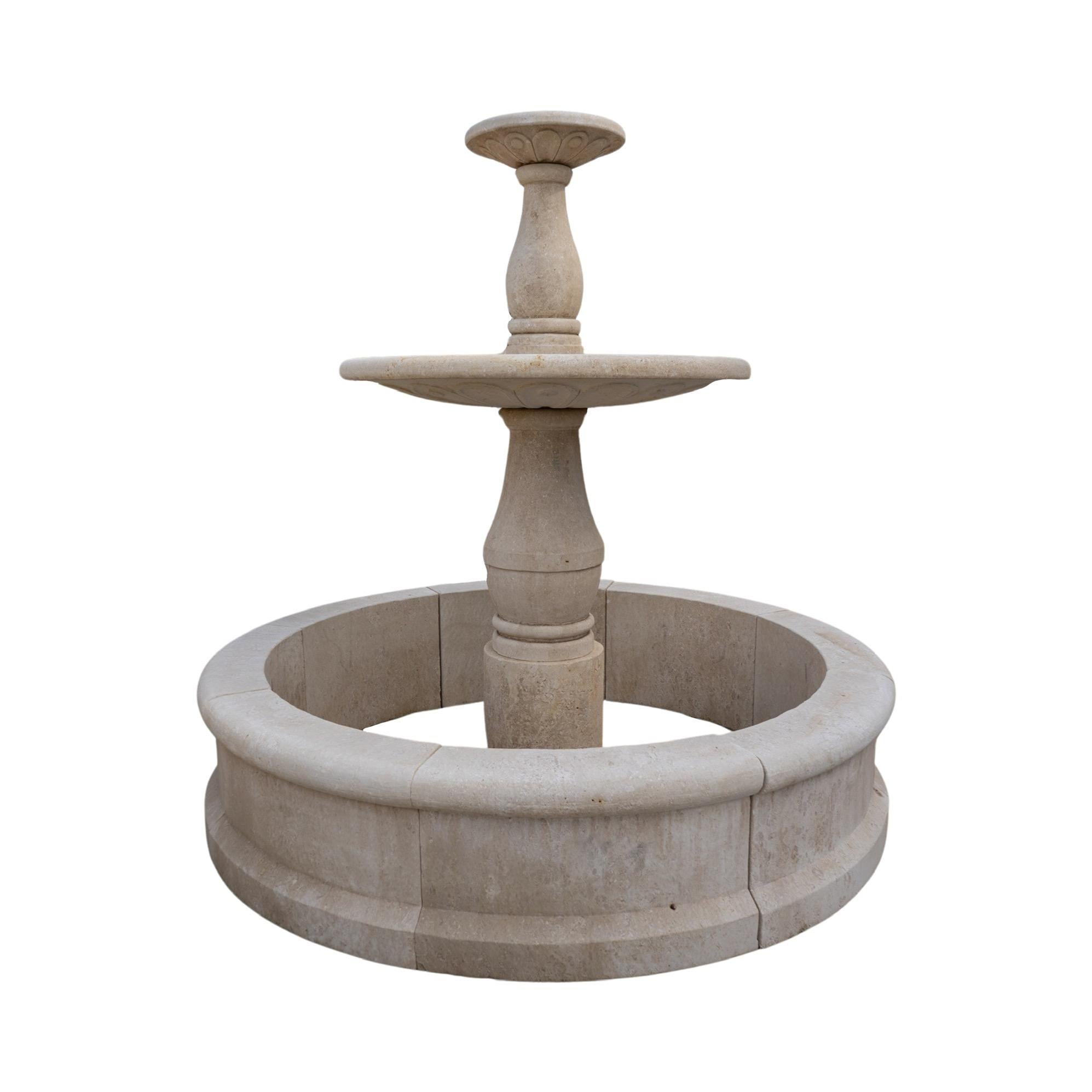 Late 20th Century French Limestone Central Fountain For Sale