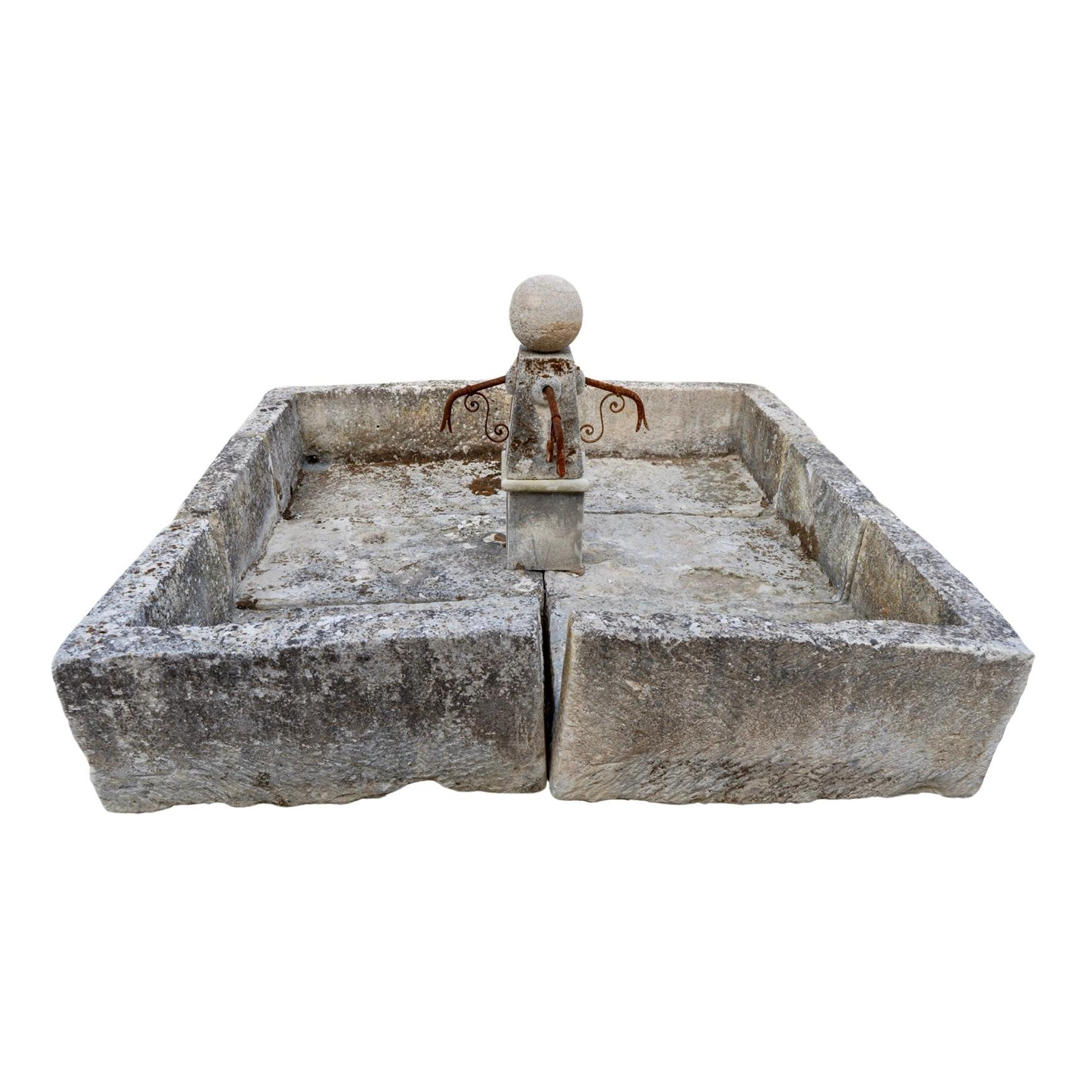 18th Century and Earlier French Limestone Central Fountain For Sale