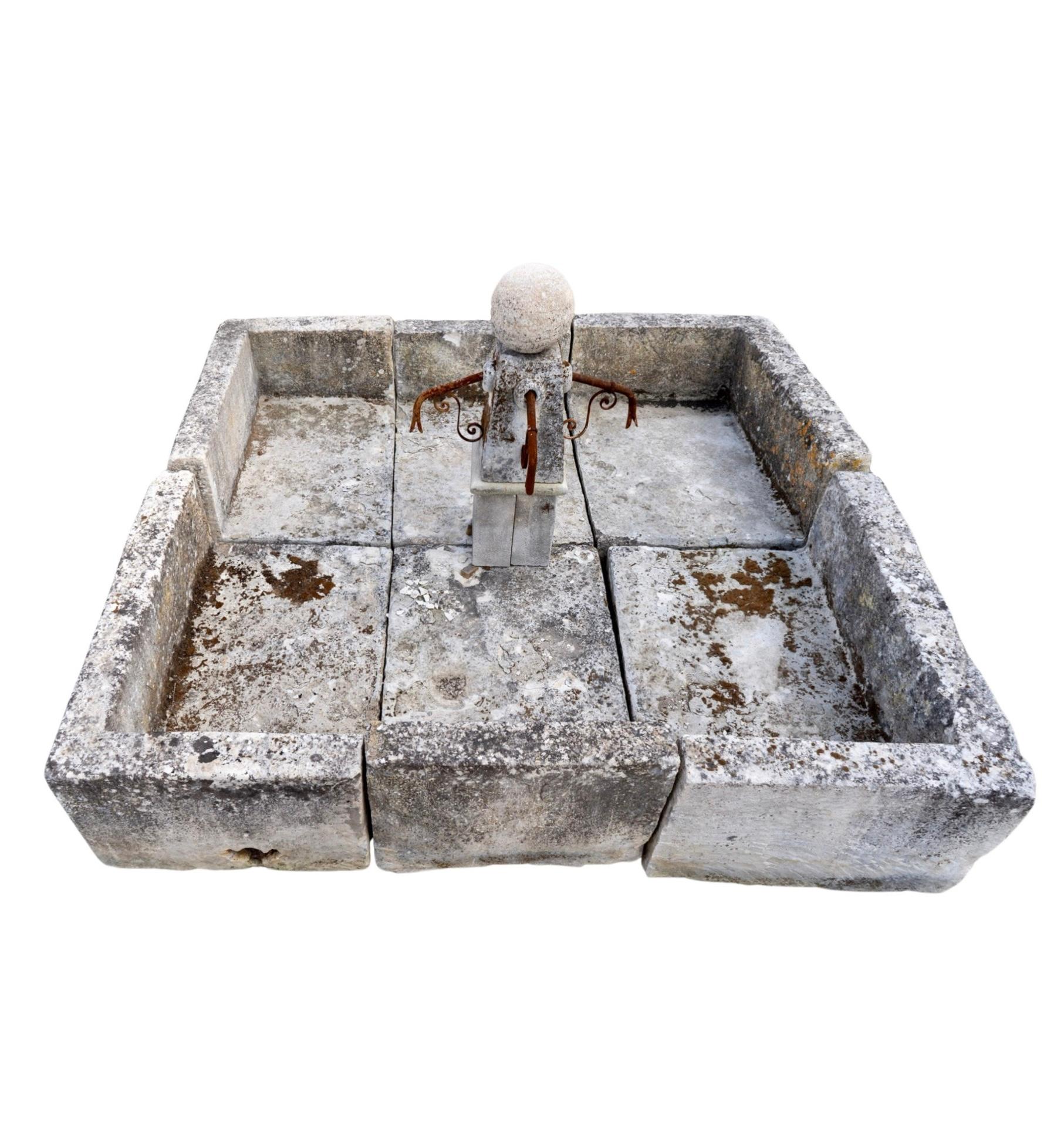 French Limestone Central Fountain For Sale 2