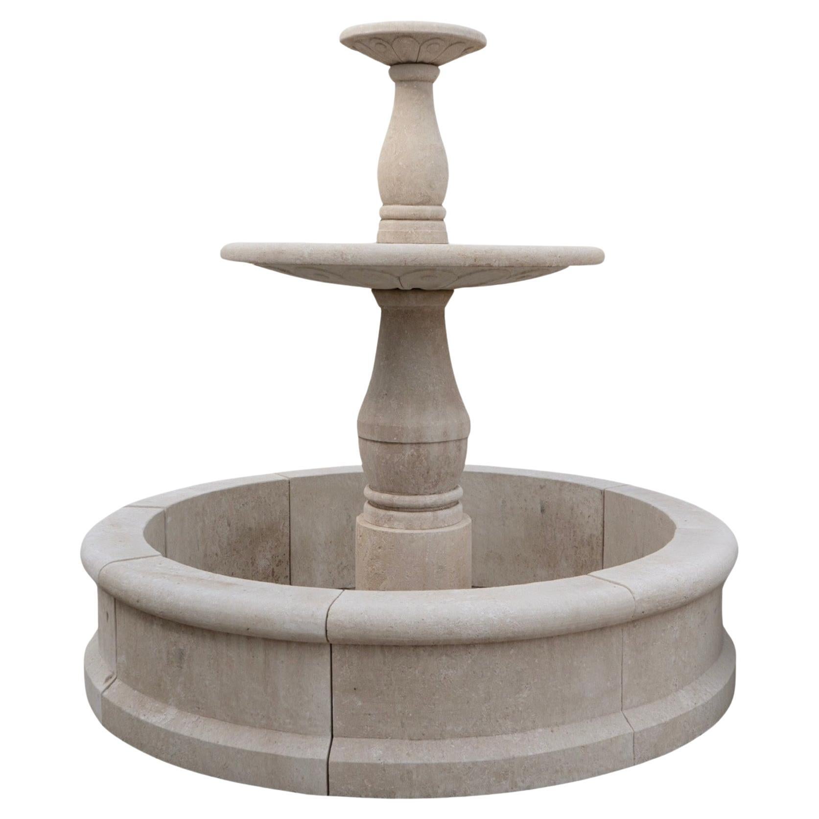 French Limestone Central Fountain For Sale