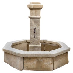 French Limestone Central Fountain