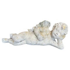 French Limestone Composite Cherub