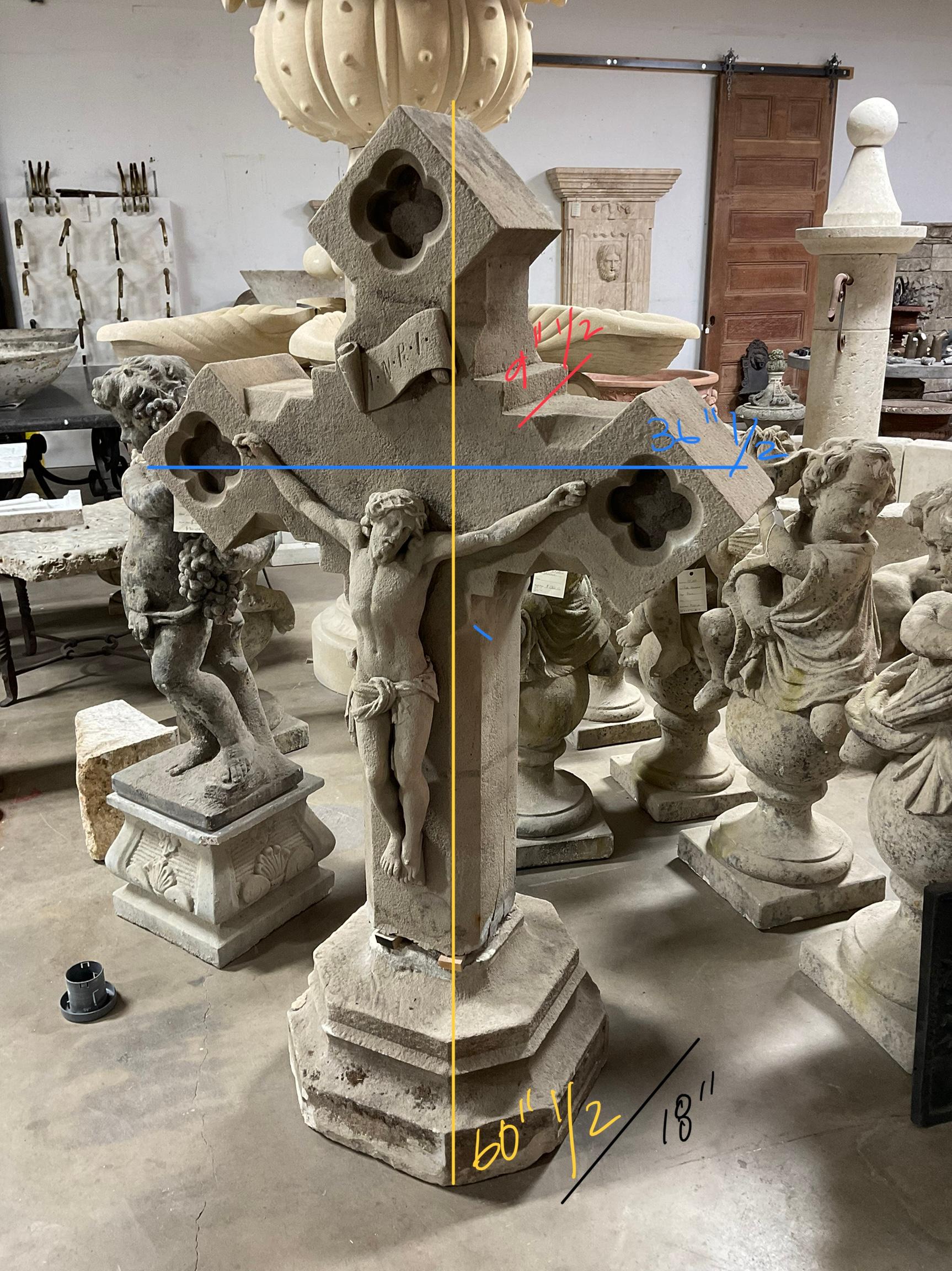 18th Century and Earlier French Limestone Cross For Sale
