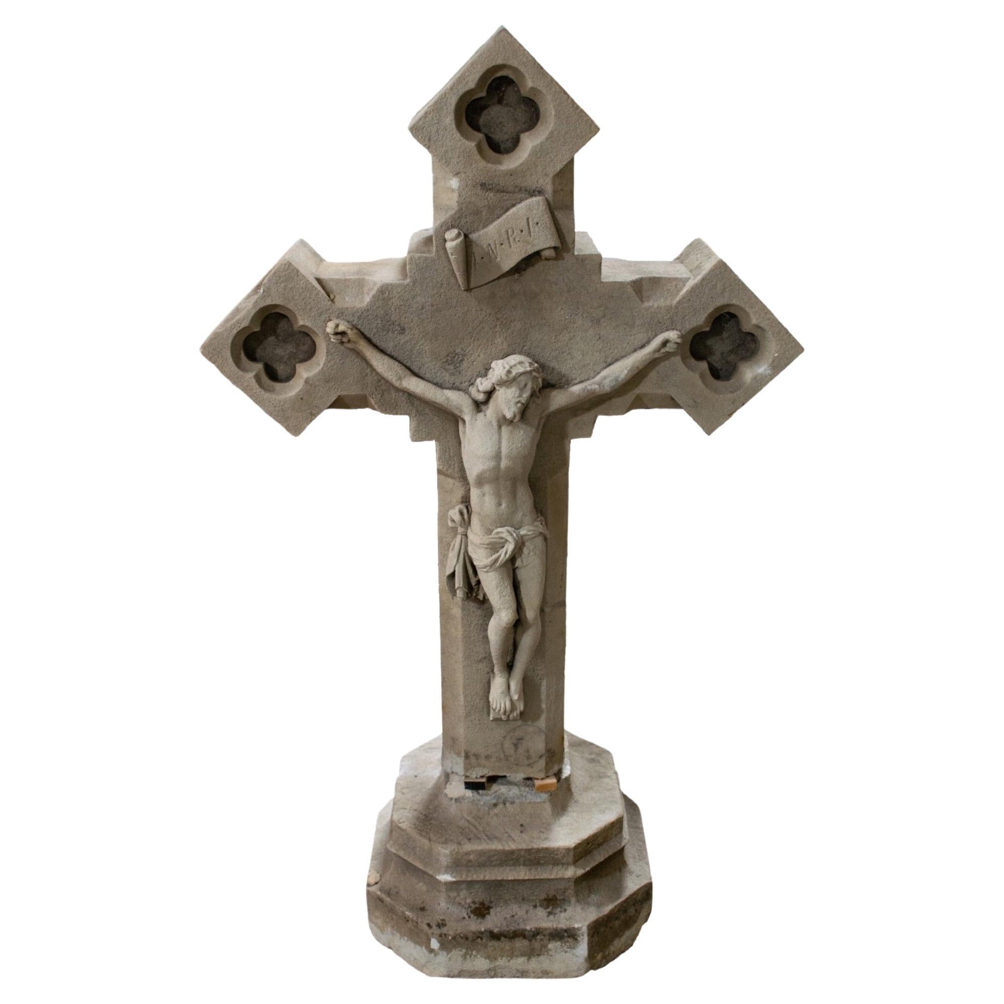 French Limestone Cross For Sale