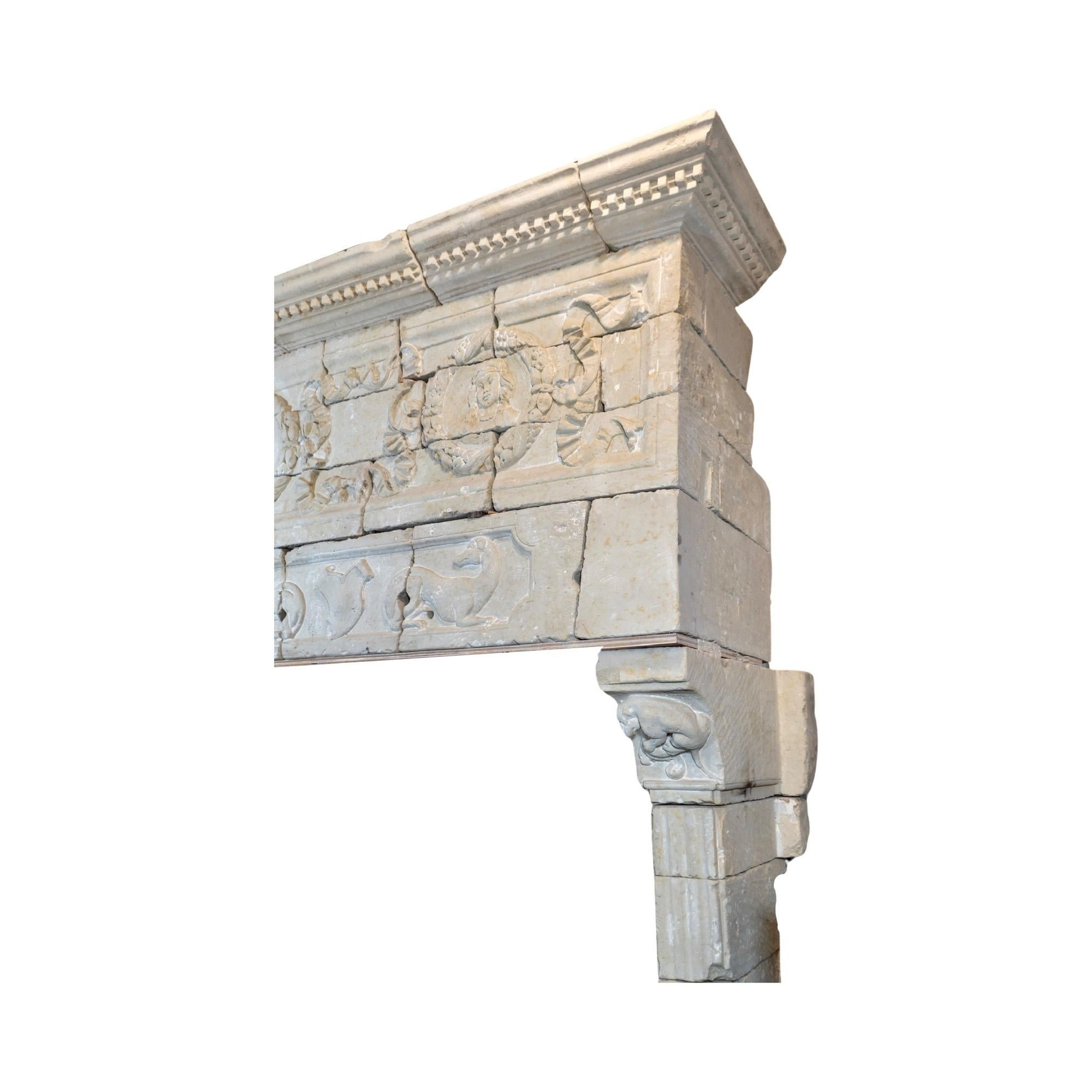 French Limestone Fireplace For Sale 8