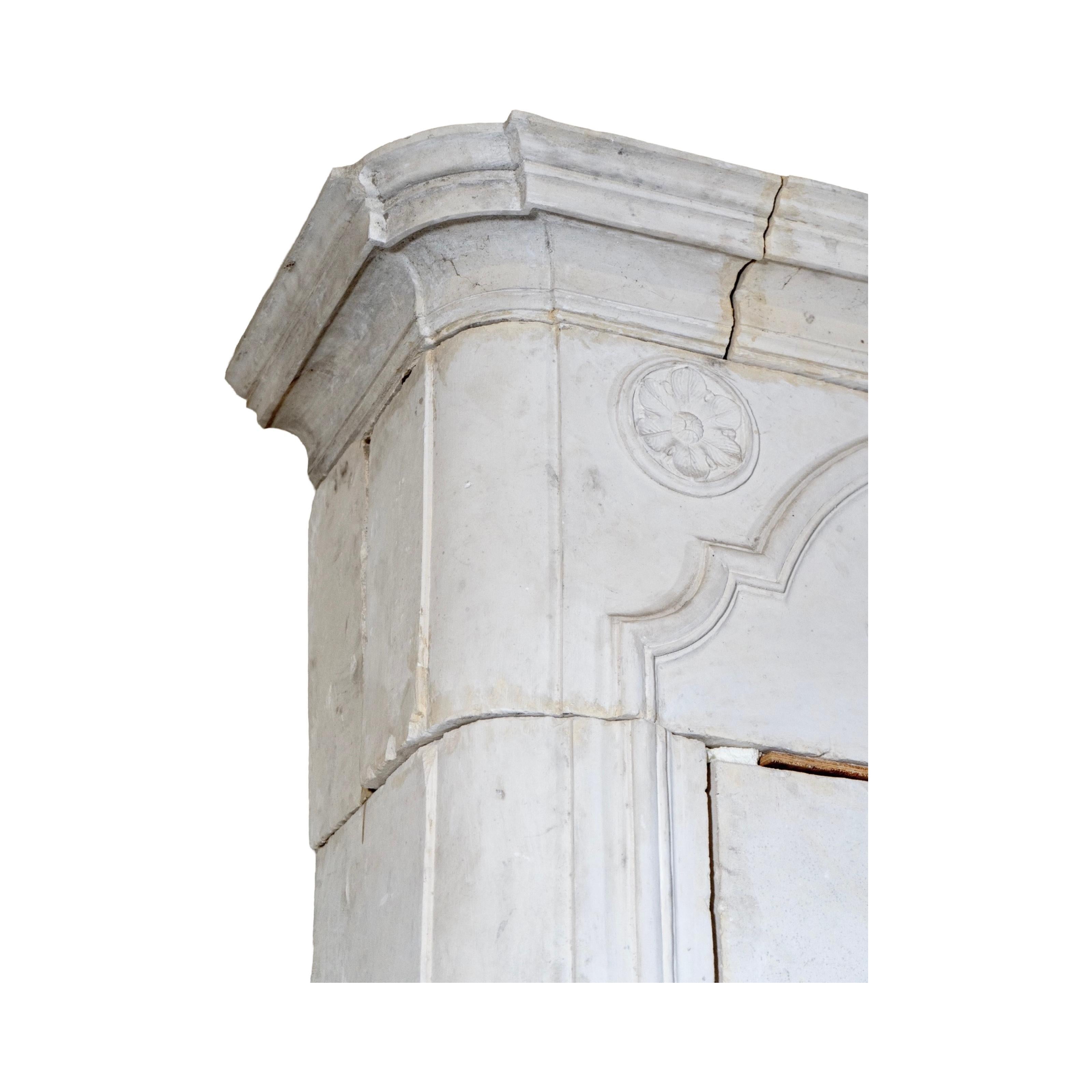 18th Century and Earlier French Limestone Fireplace For Sale